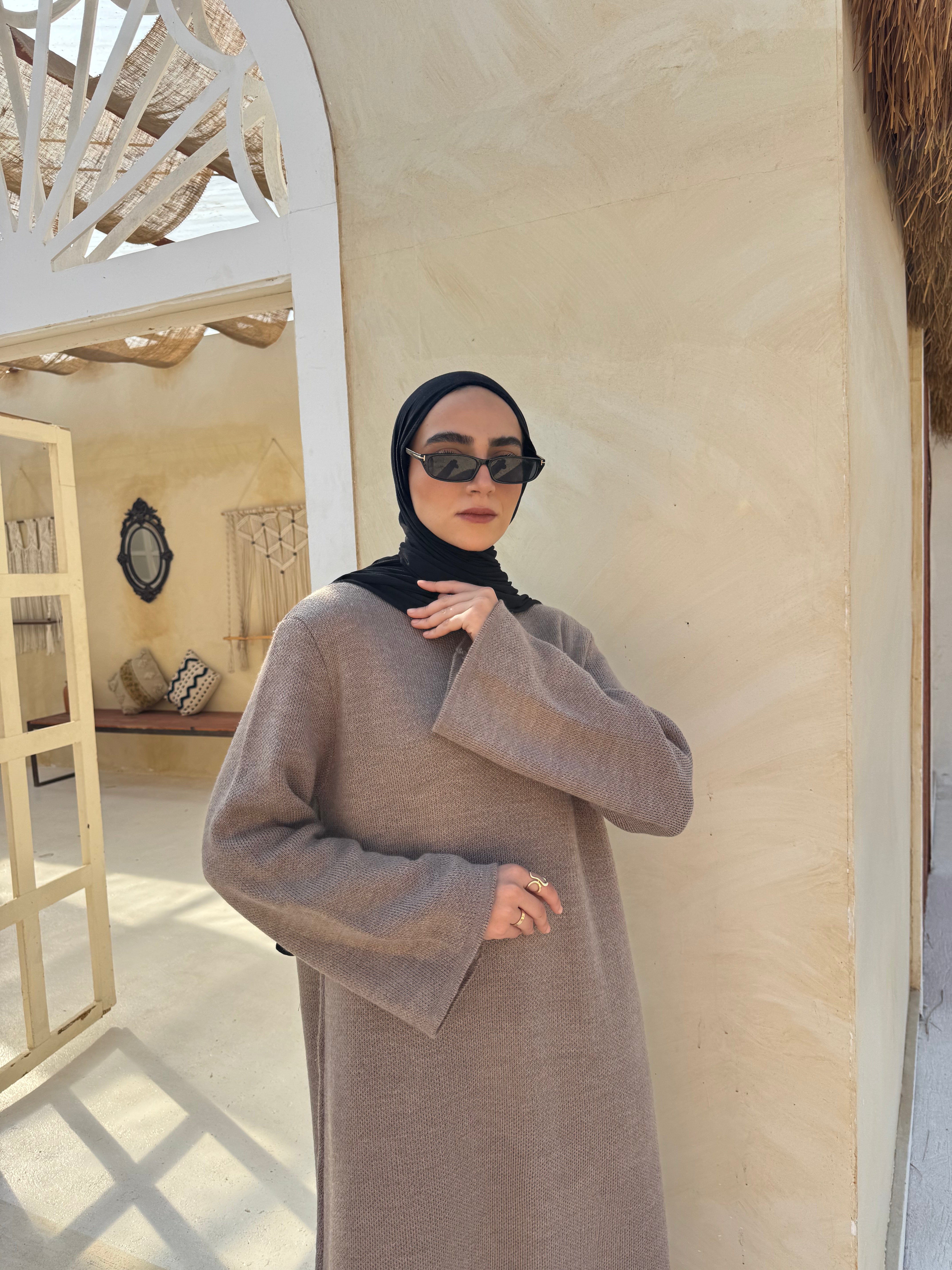 Basic Knit Dress - Cafe