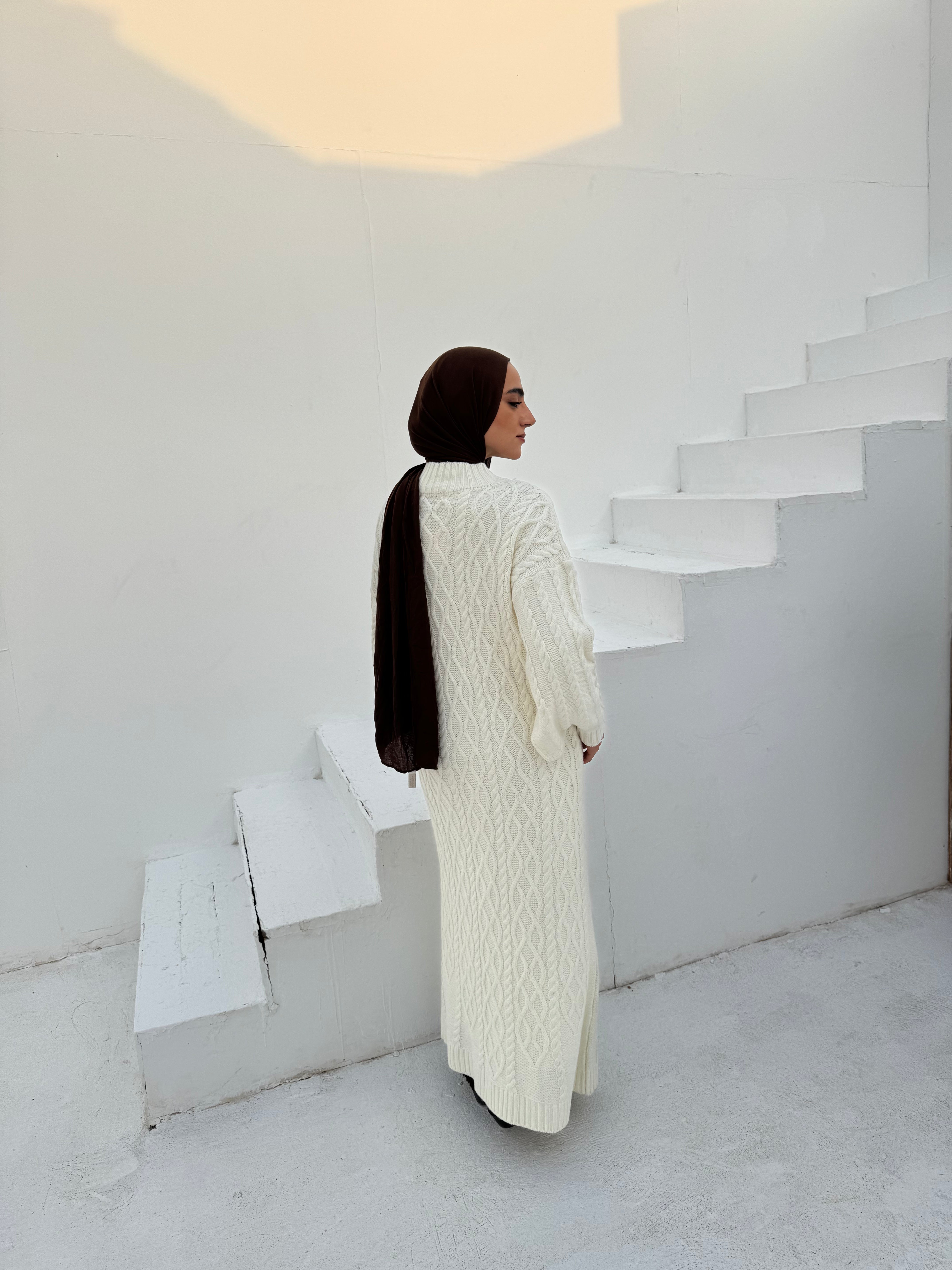 Cable-Knit Dress - Offwhite