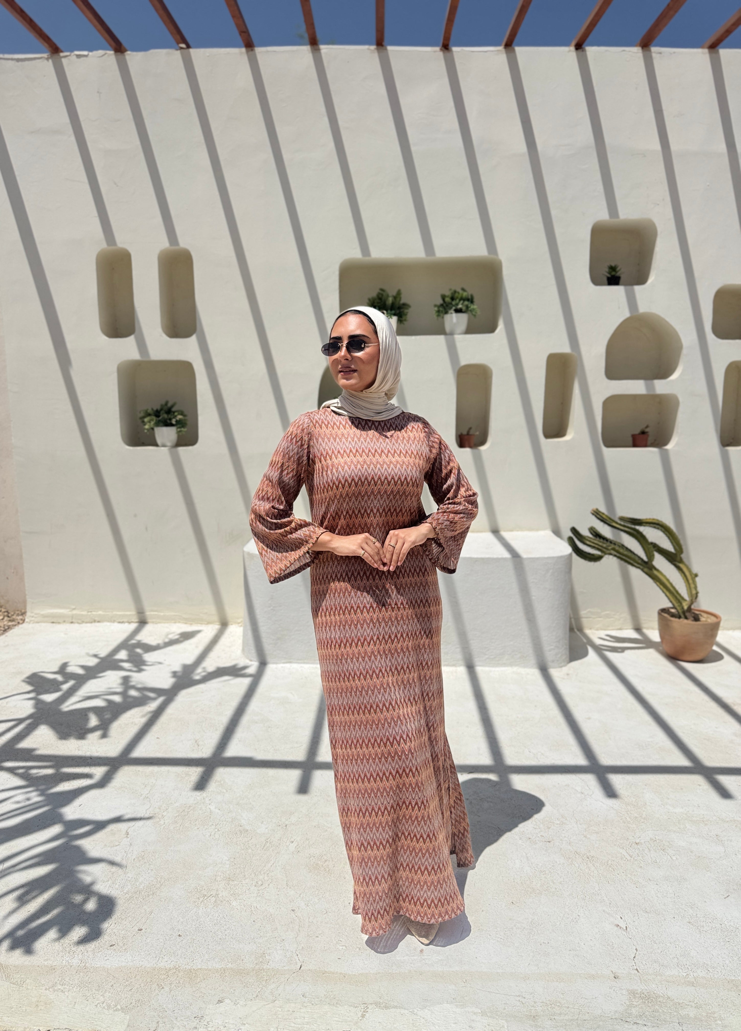Colored Mesh Dress- Orange