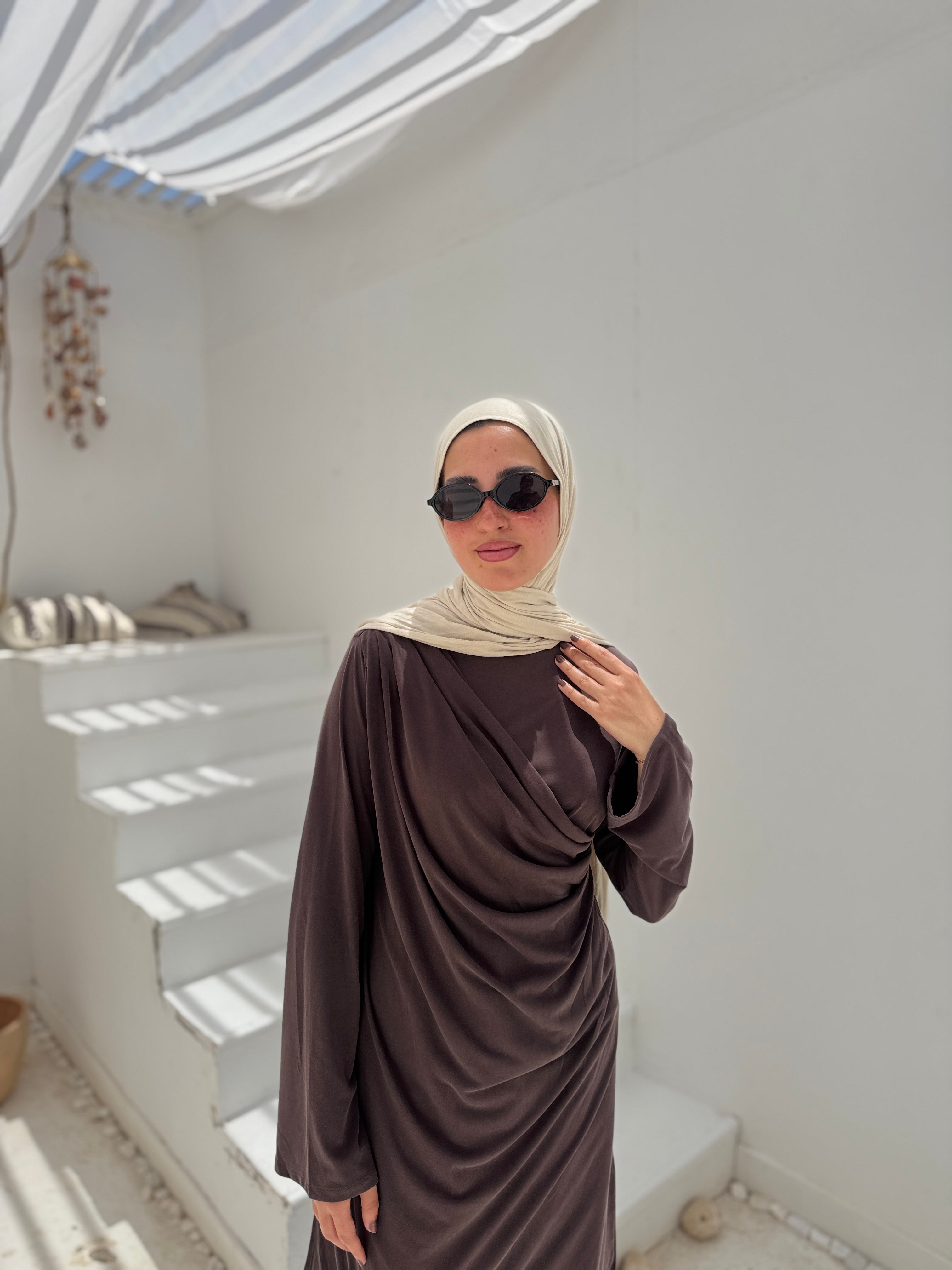 Soft Draped Blouse - Brown