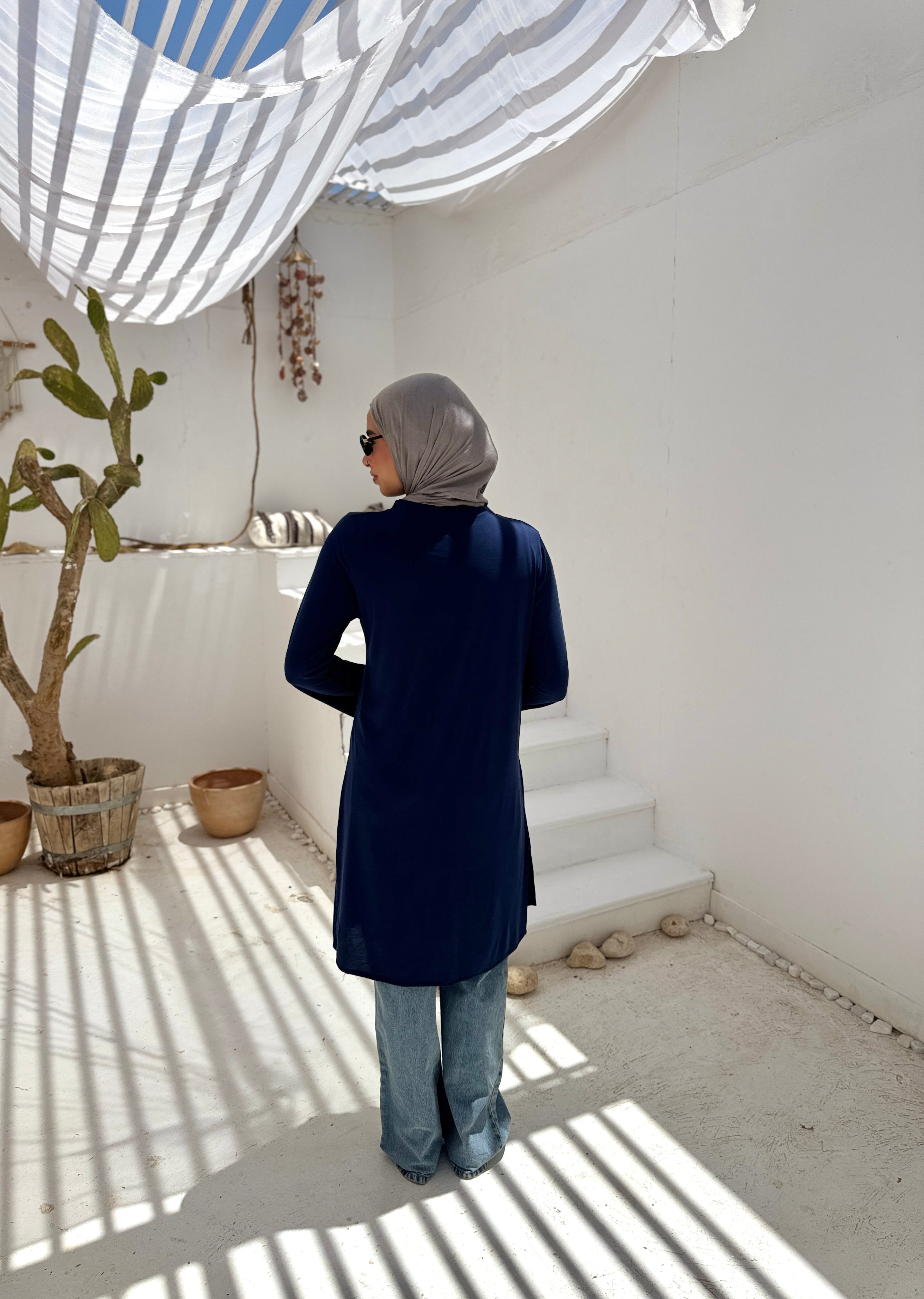 Soft Draped Blouse - navy