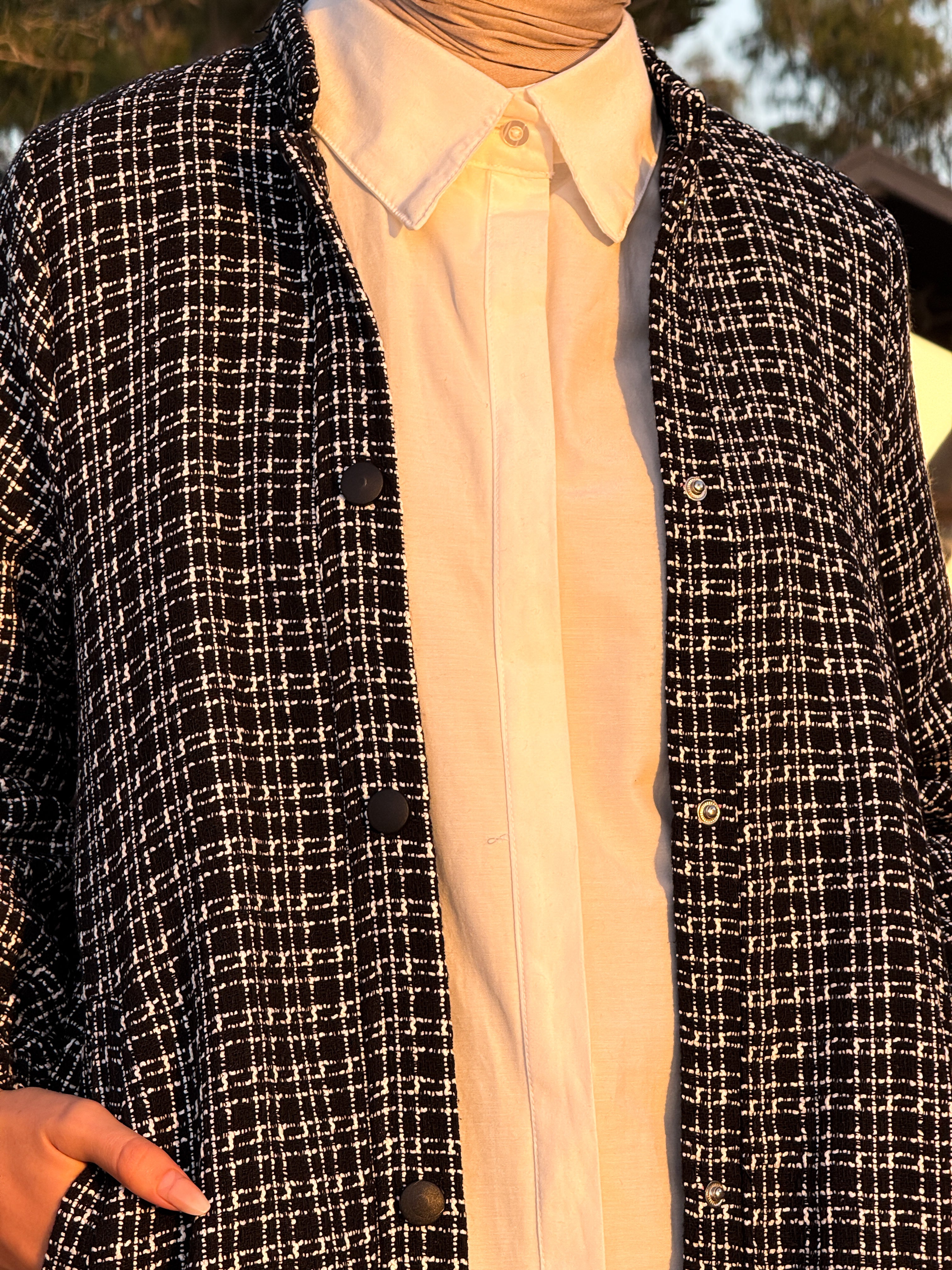 Tweed Casual Jacket - Black*White