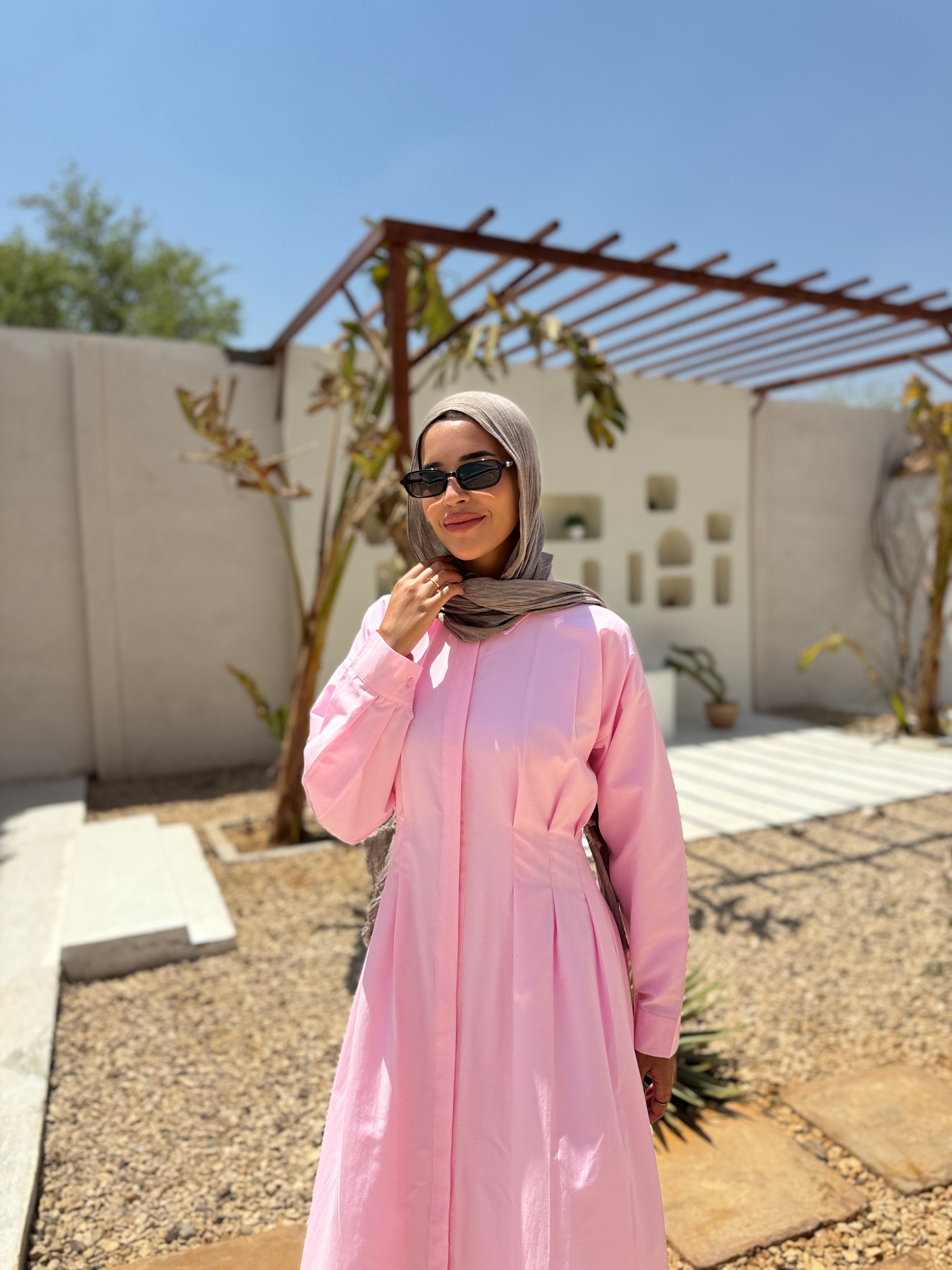 Seamed Waist Dress -Pink