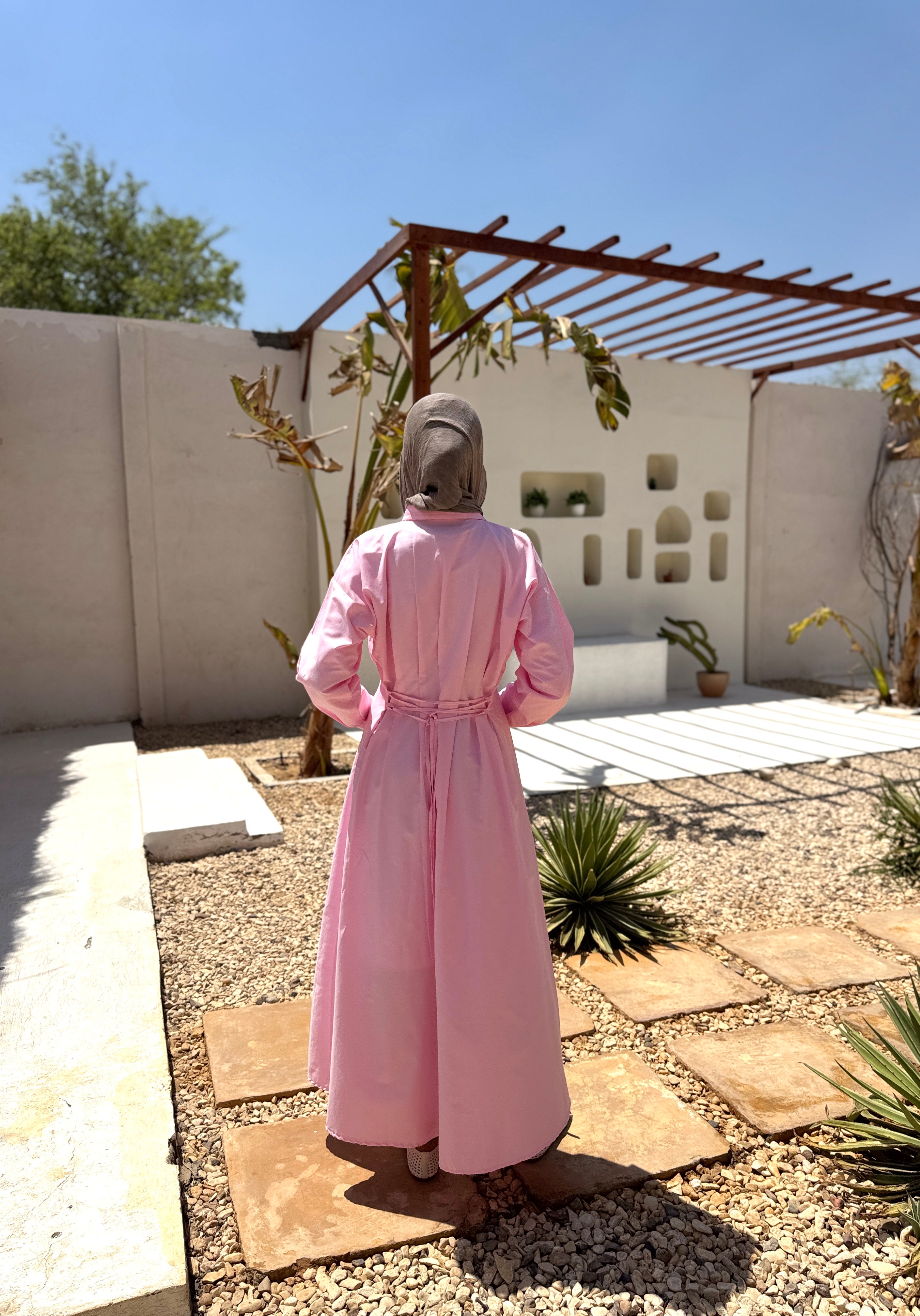 Seamed Waist Dress -Pink