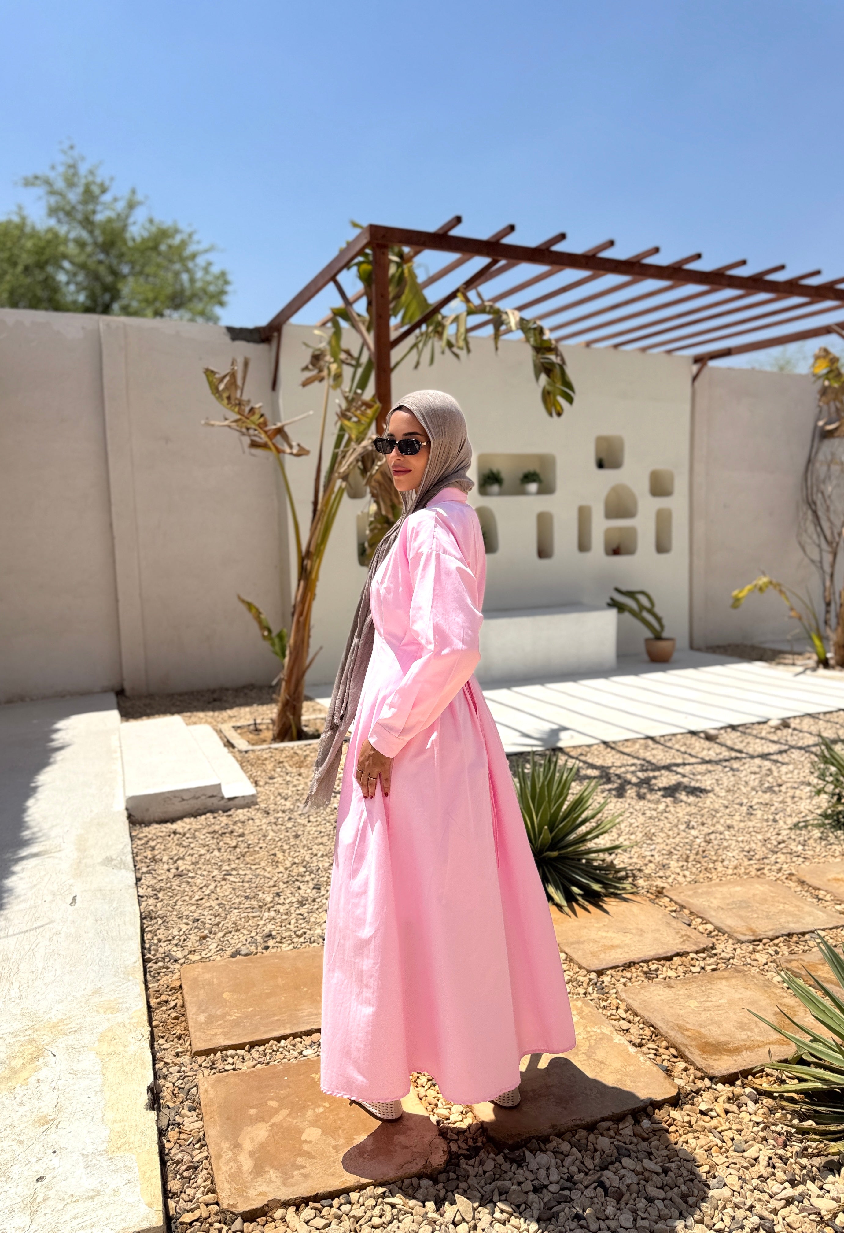 Seamed Waist Dress -Pink