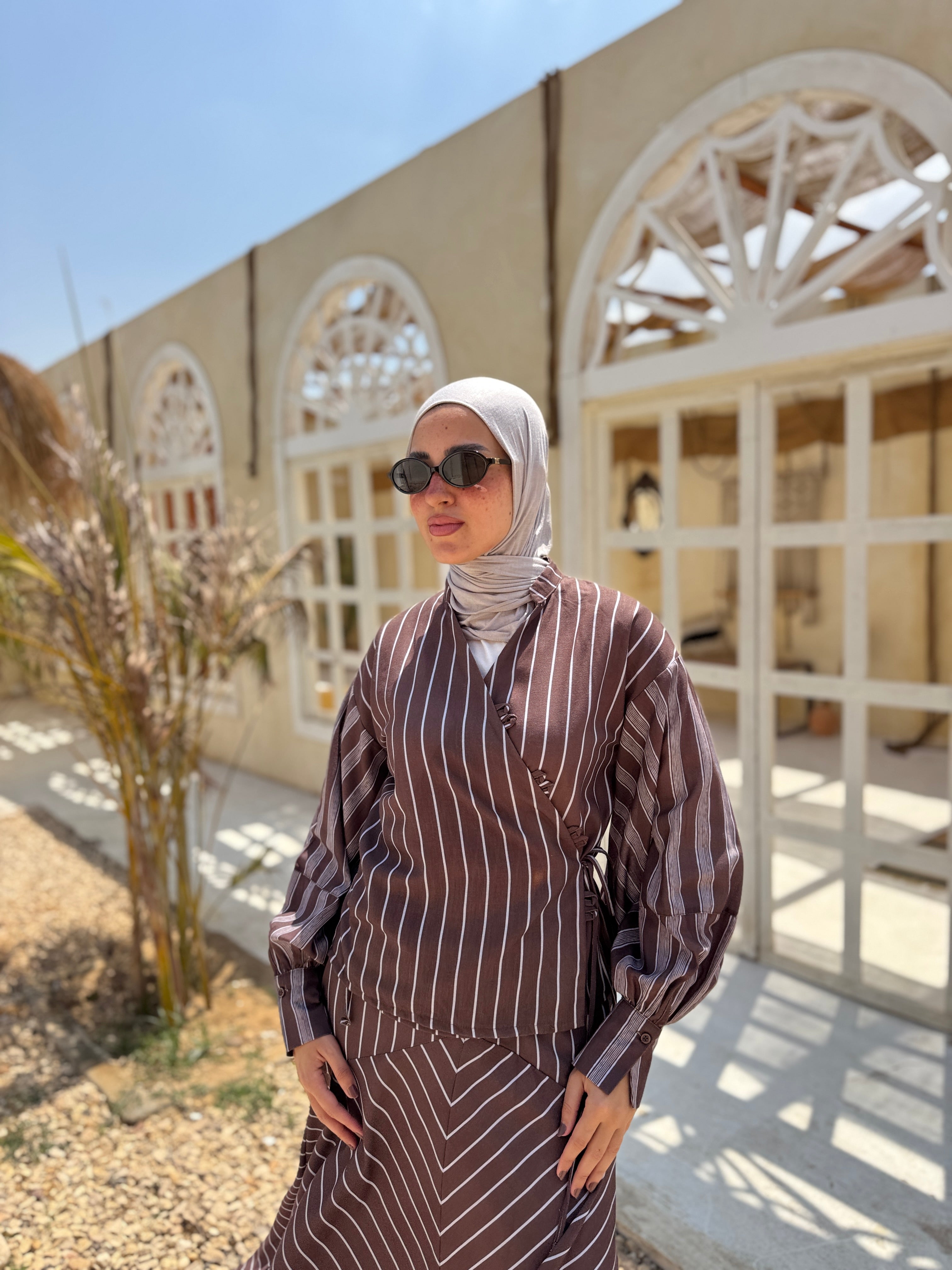 Mixed Stripes Blouse - blue*brown