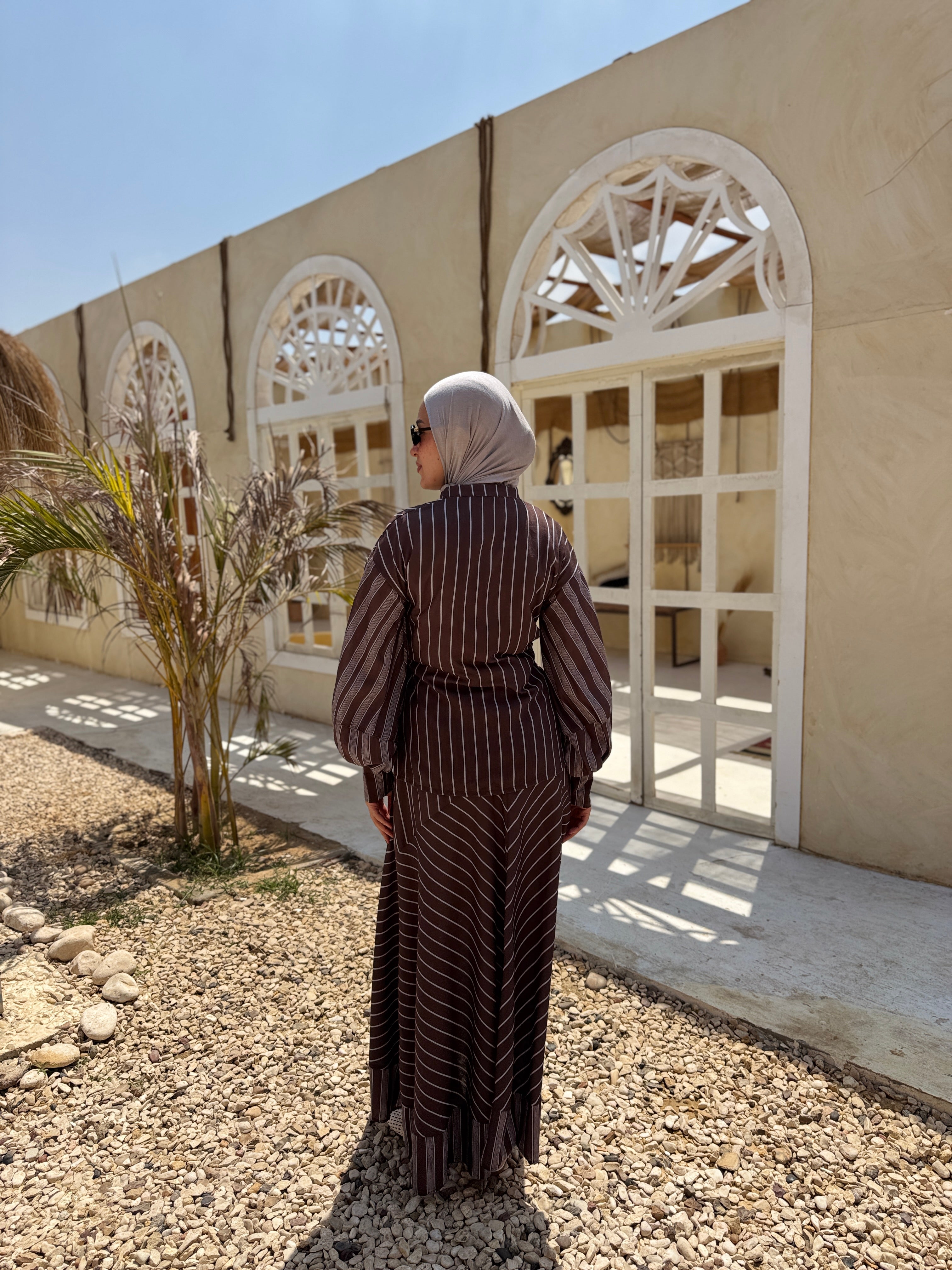 Mixed Stripes Blouse - blue*brown