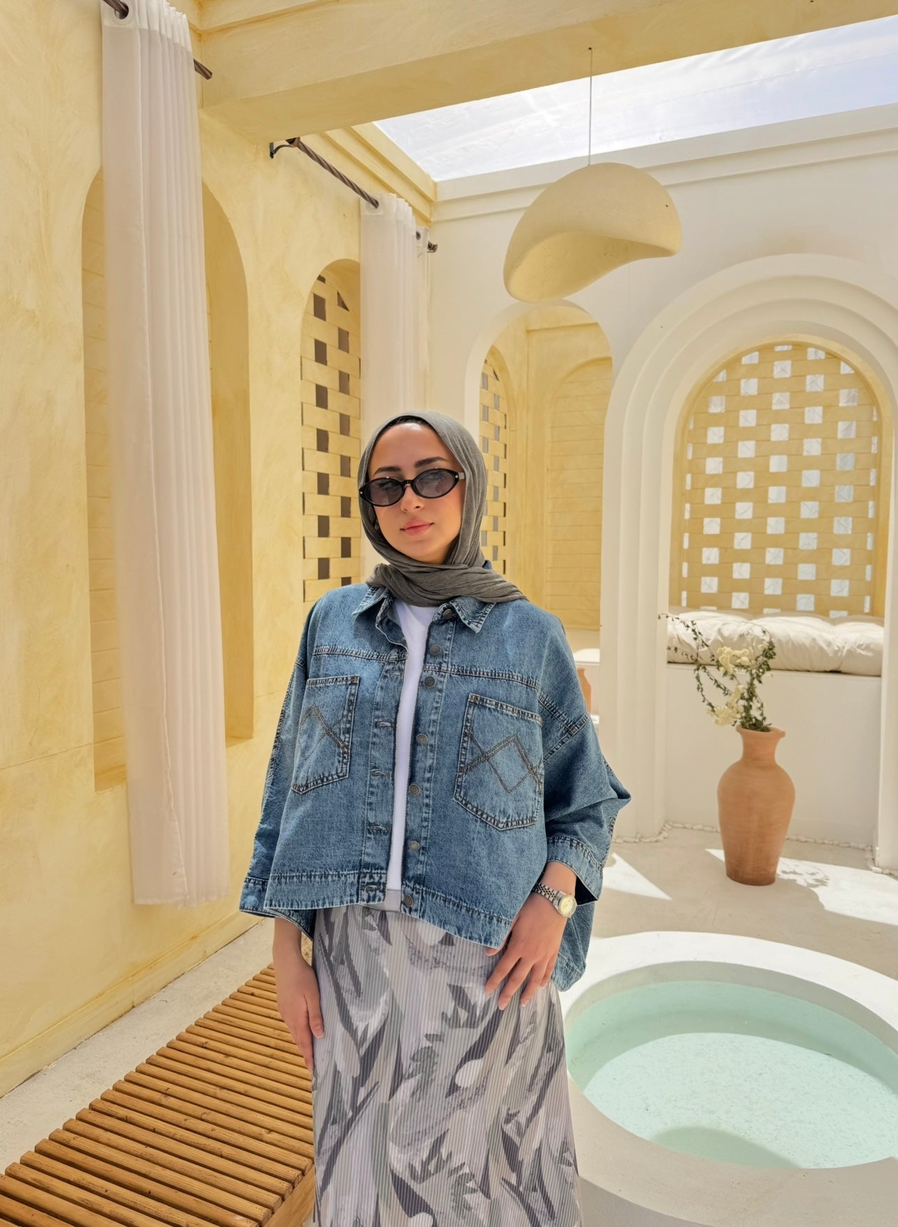 Batwing Denim Jacket-Blue
