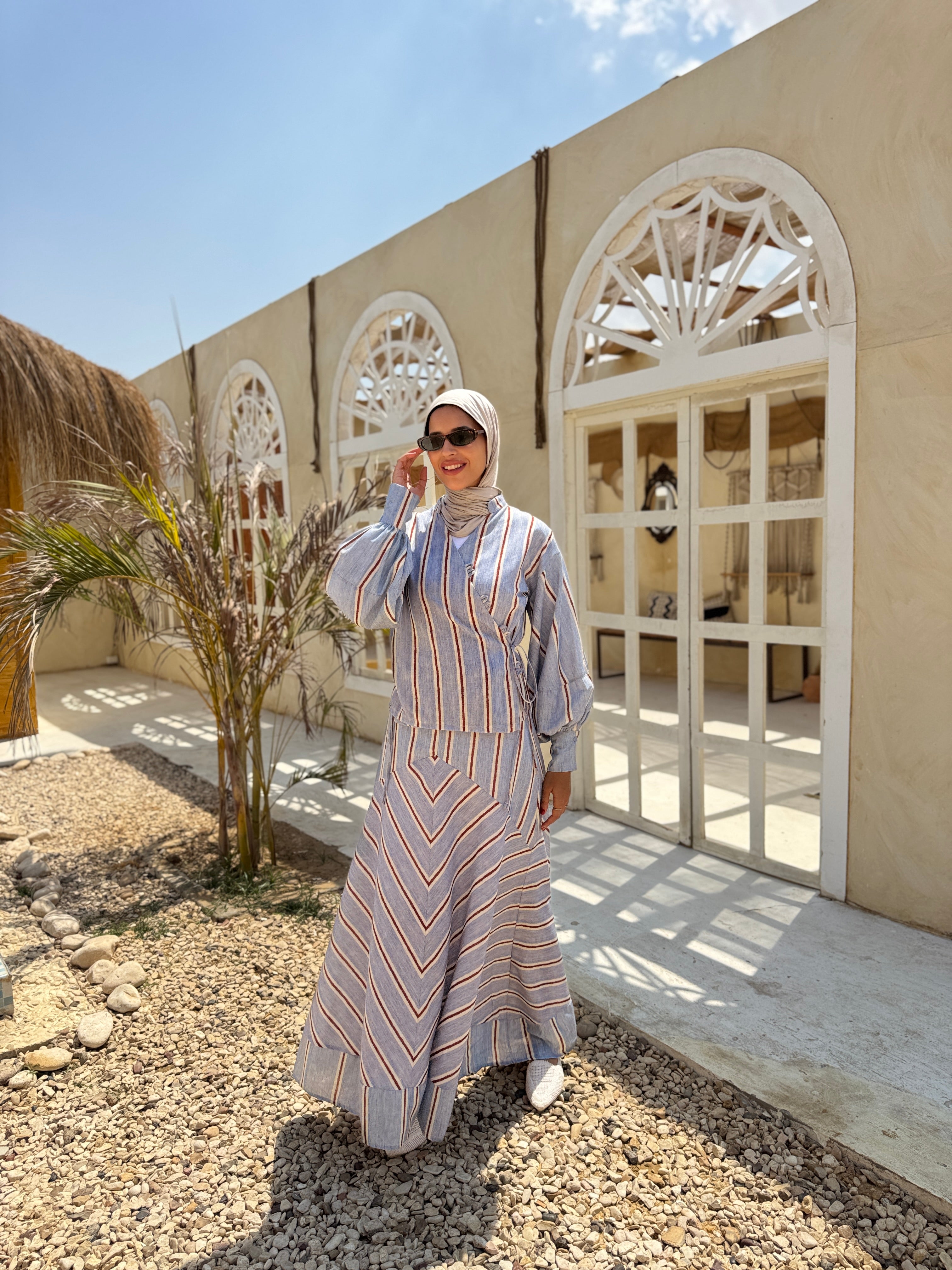 Mixed Stripes Blouse - blue