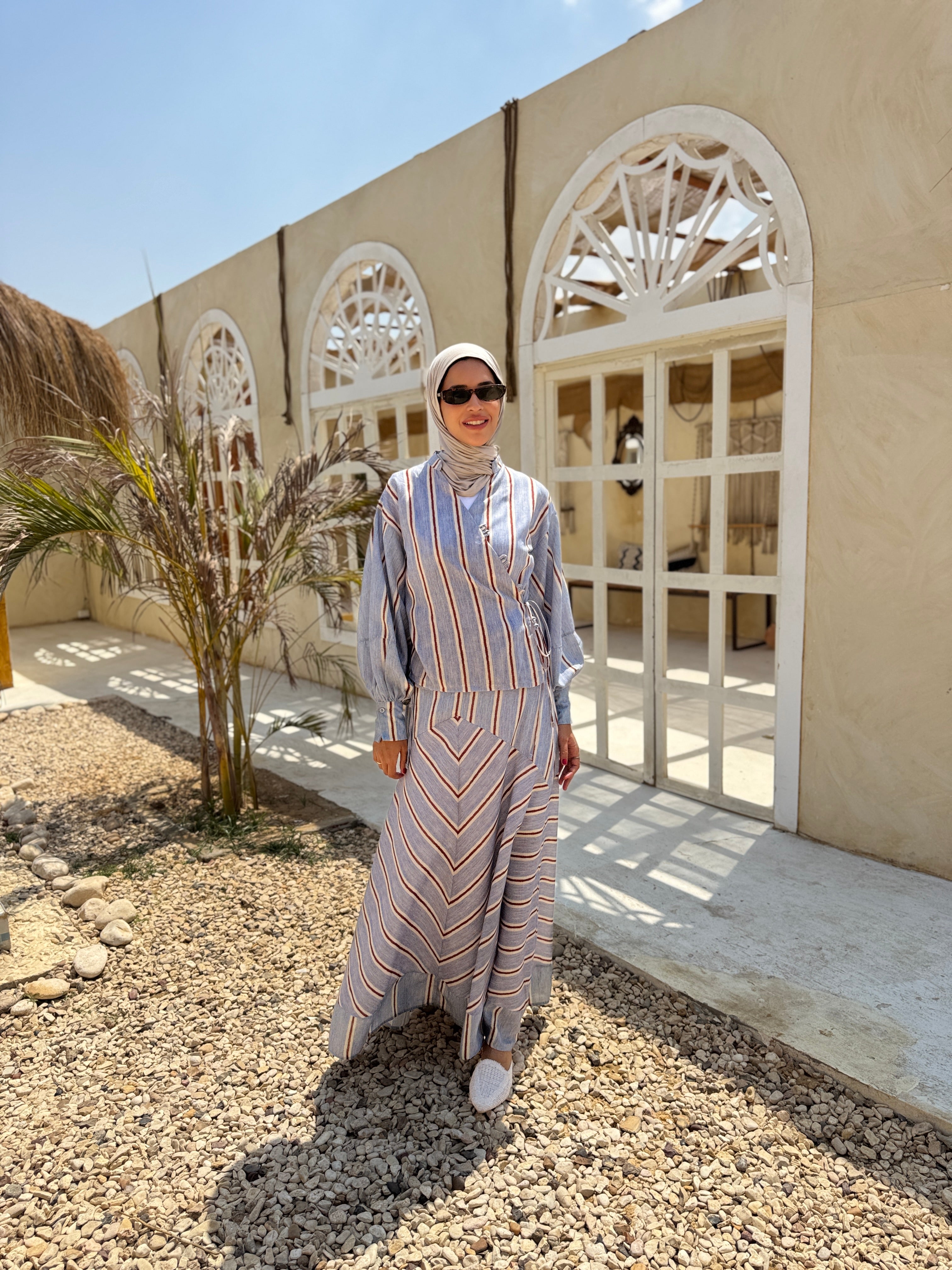 Mixed Stripes Blouse - blue