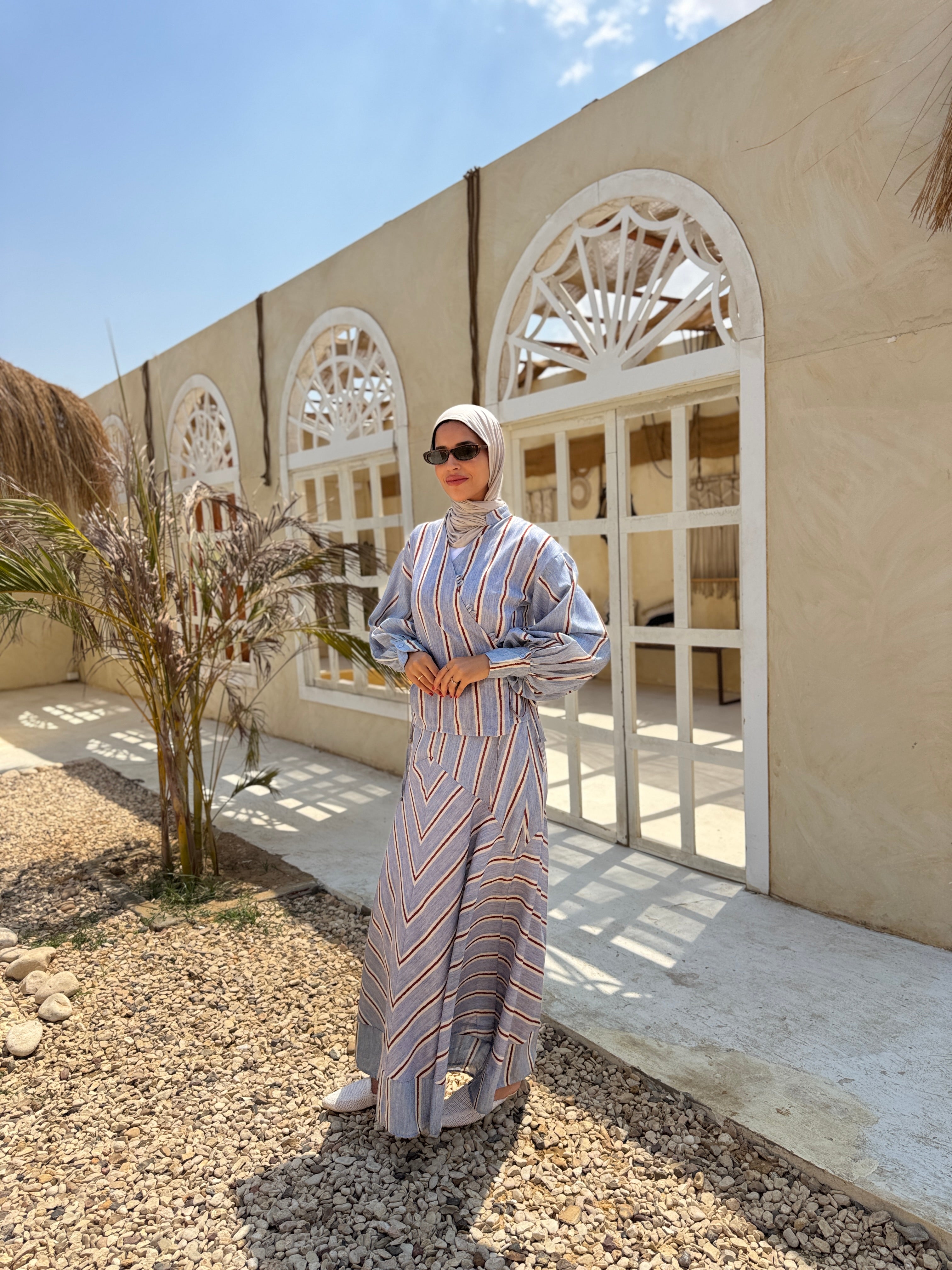 Mixed Stripes Blouse - blue