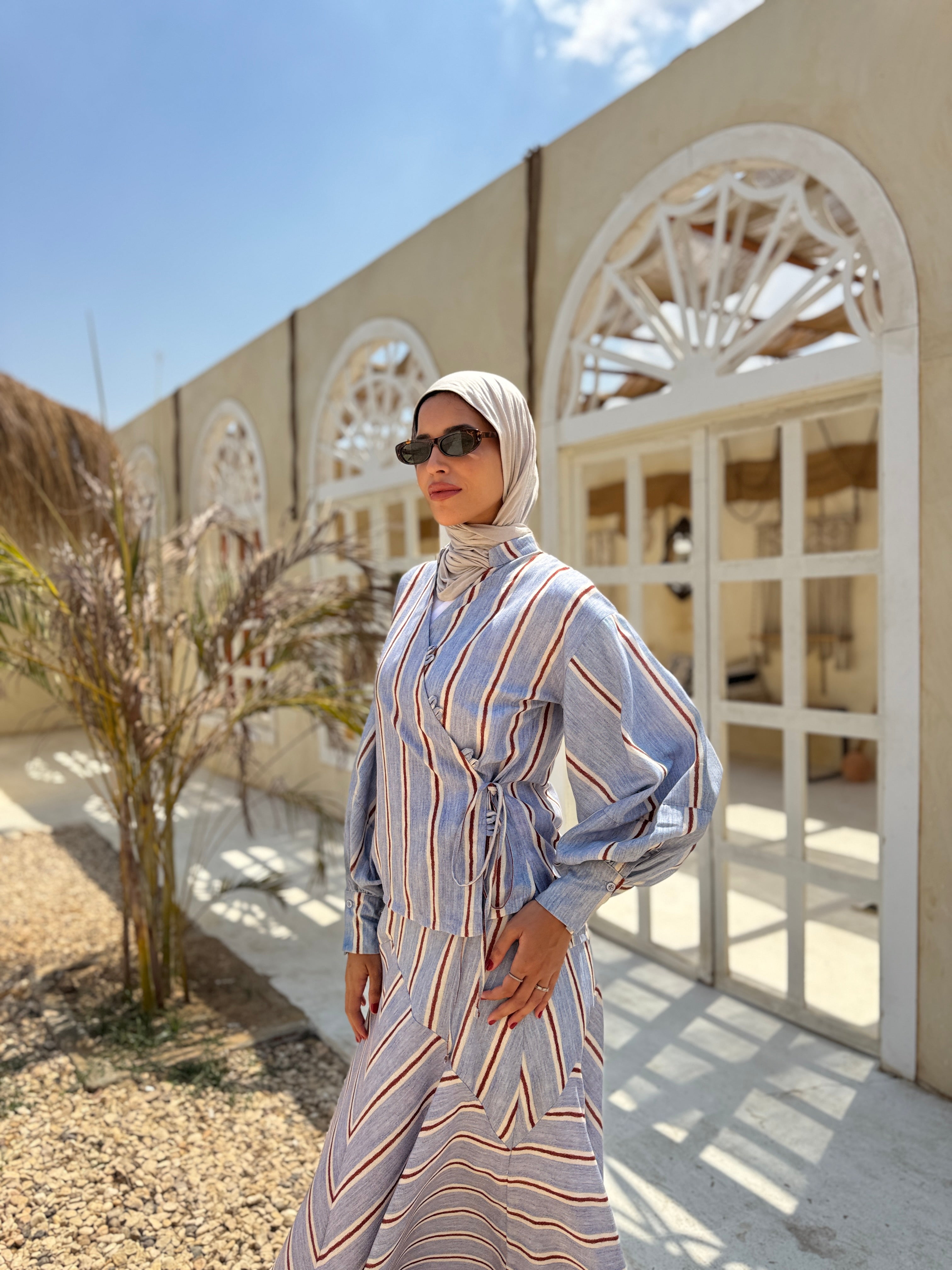 Mixed Stripes Blouse - blue