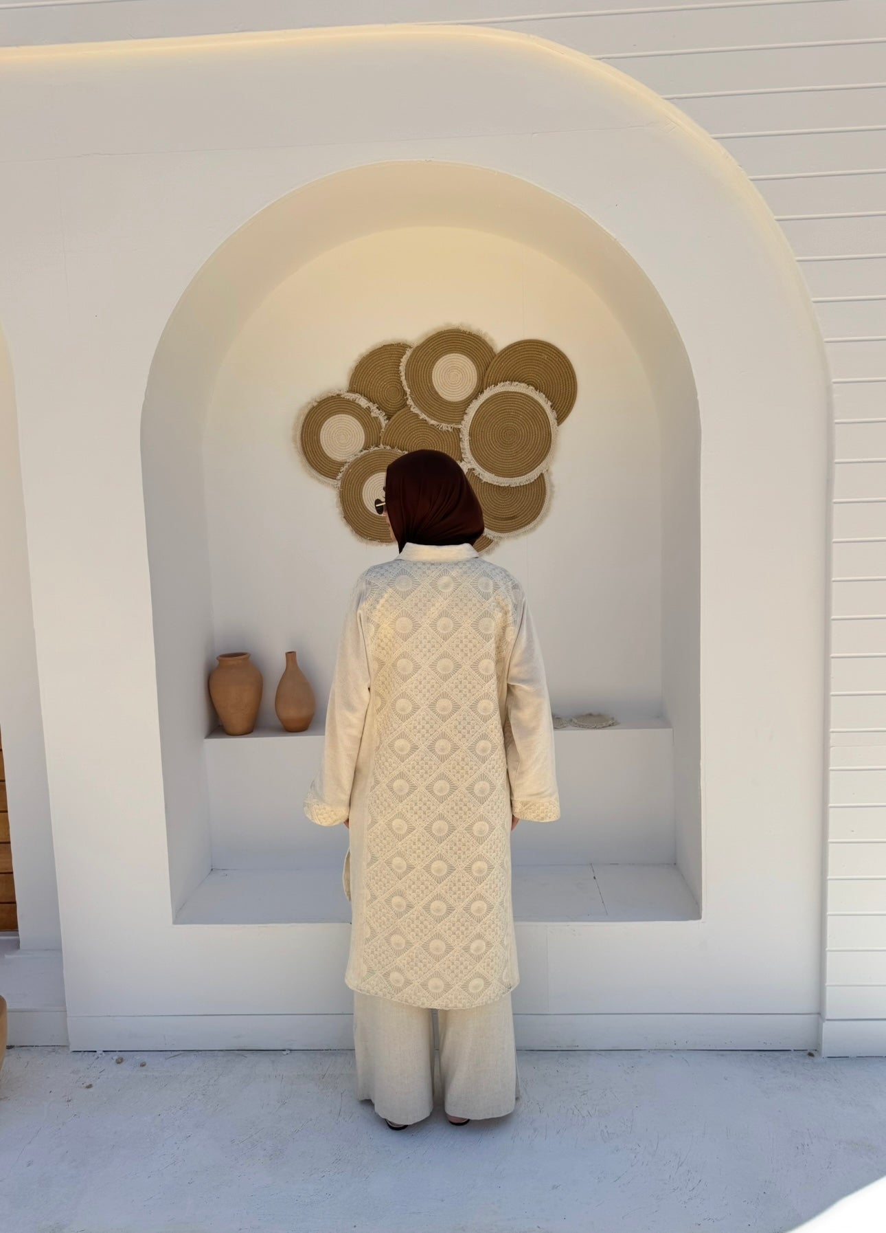 Textured Back Shirt-Beige