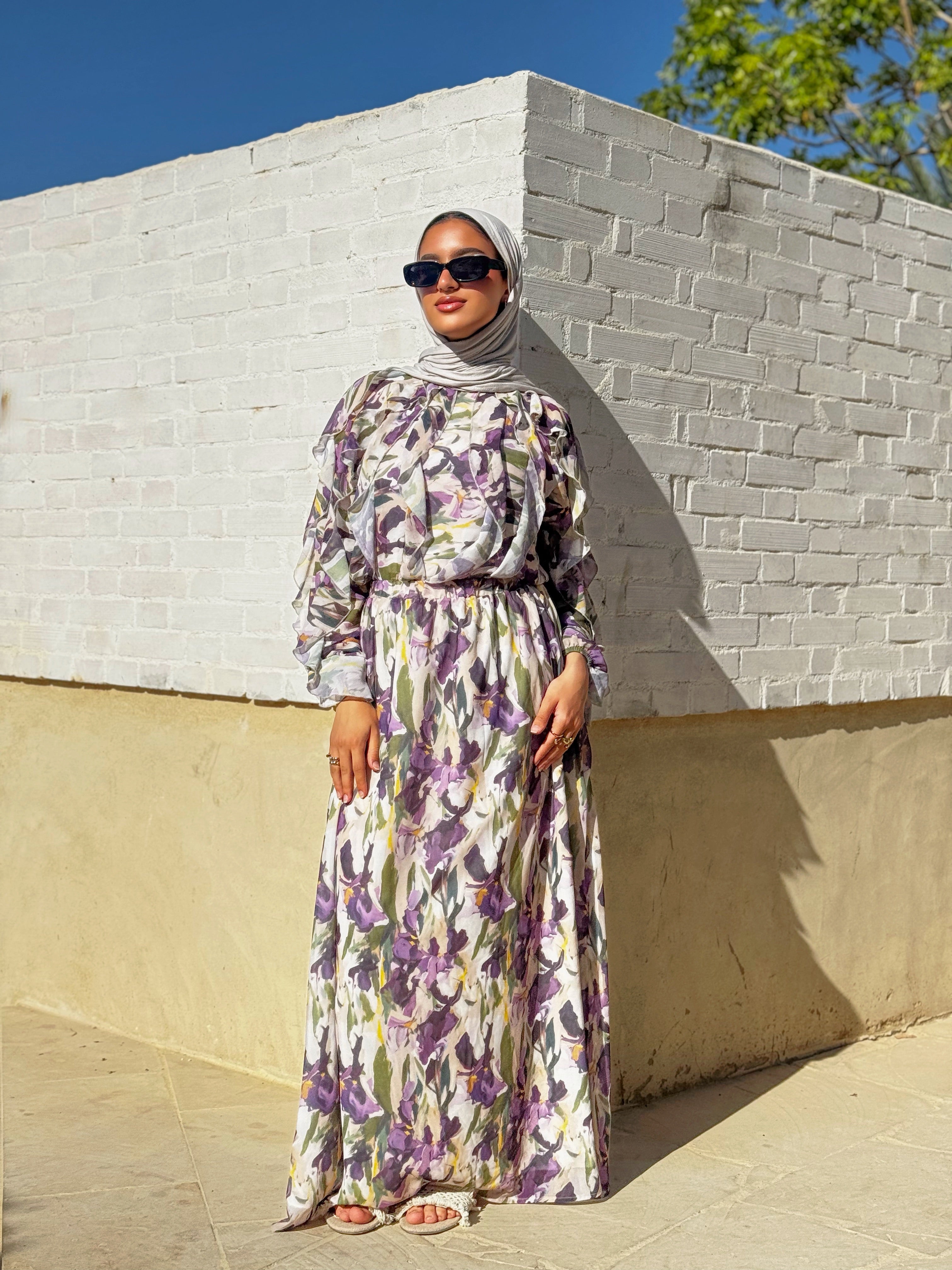 Printed Chiffon Skirt - Purple