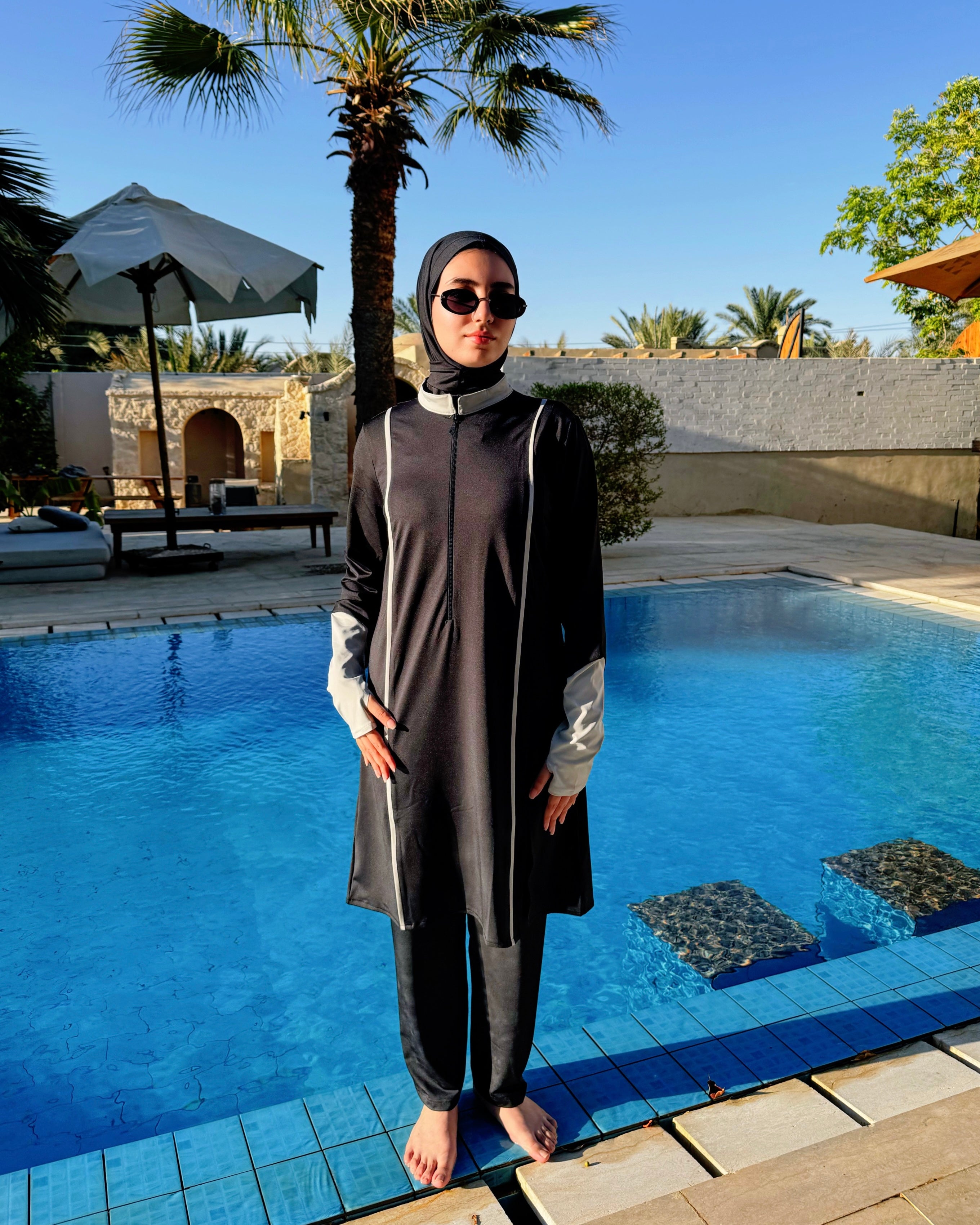 Burkini With Piping - Black