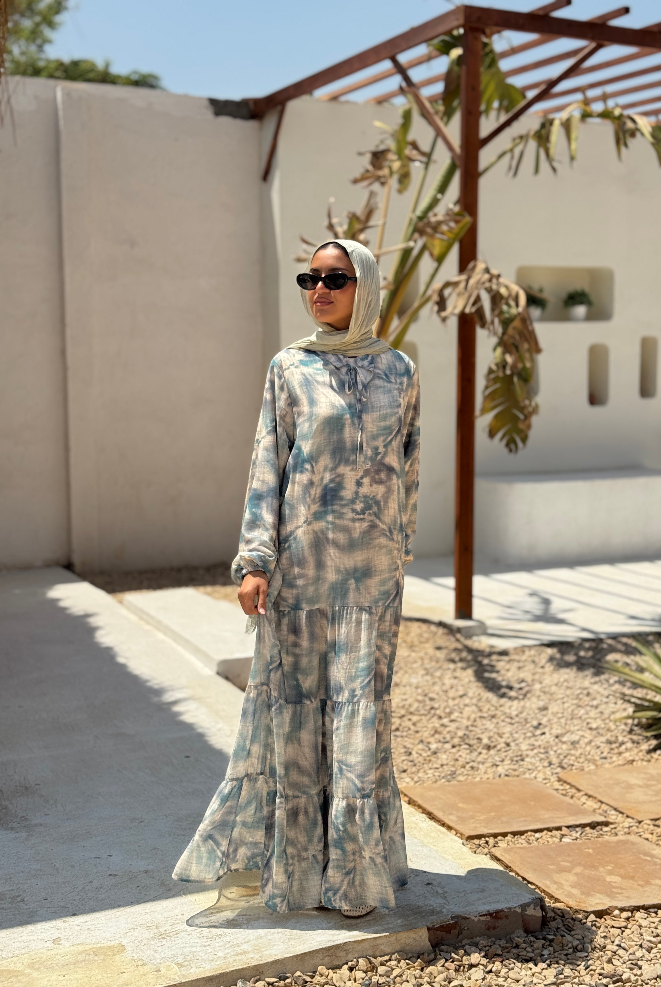 Chiffon Tiered Dress - teal