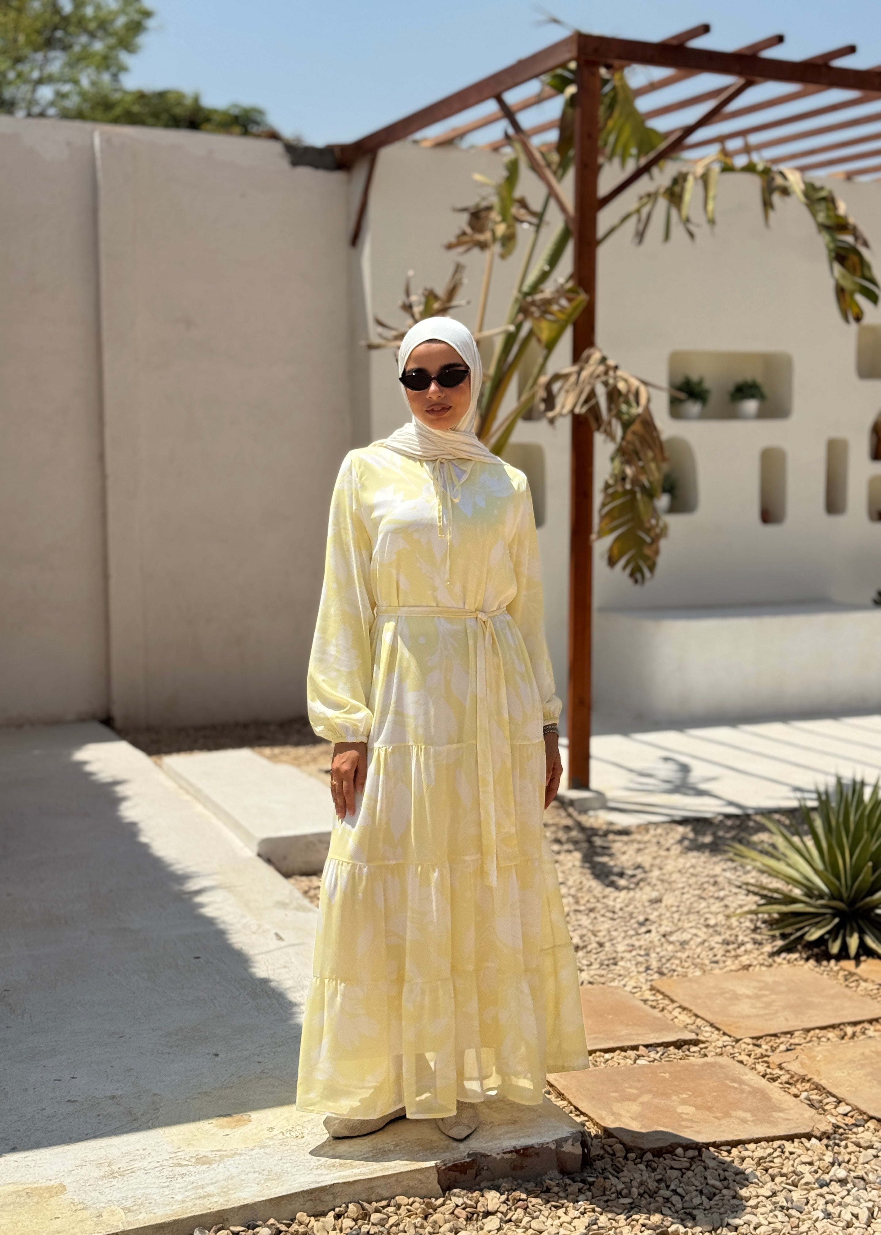 Chiffon Tiered Dress - yellow