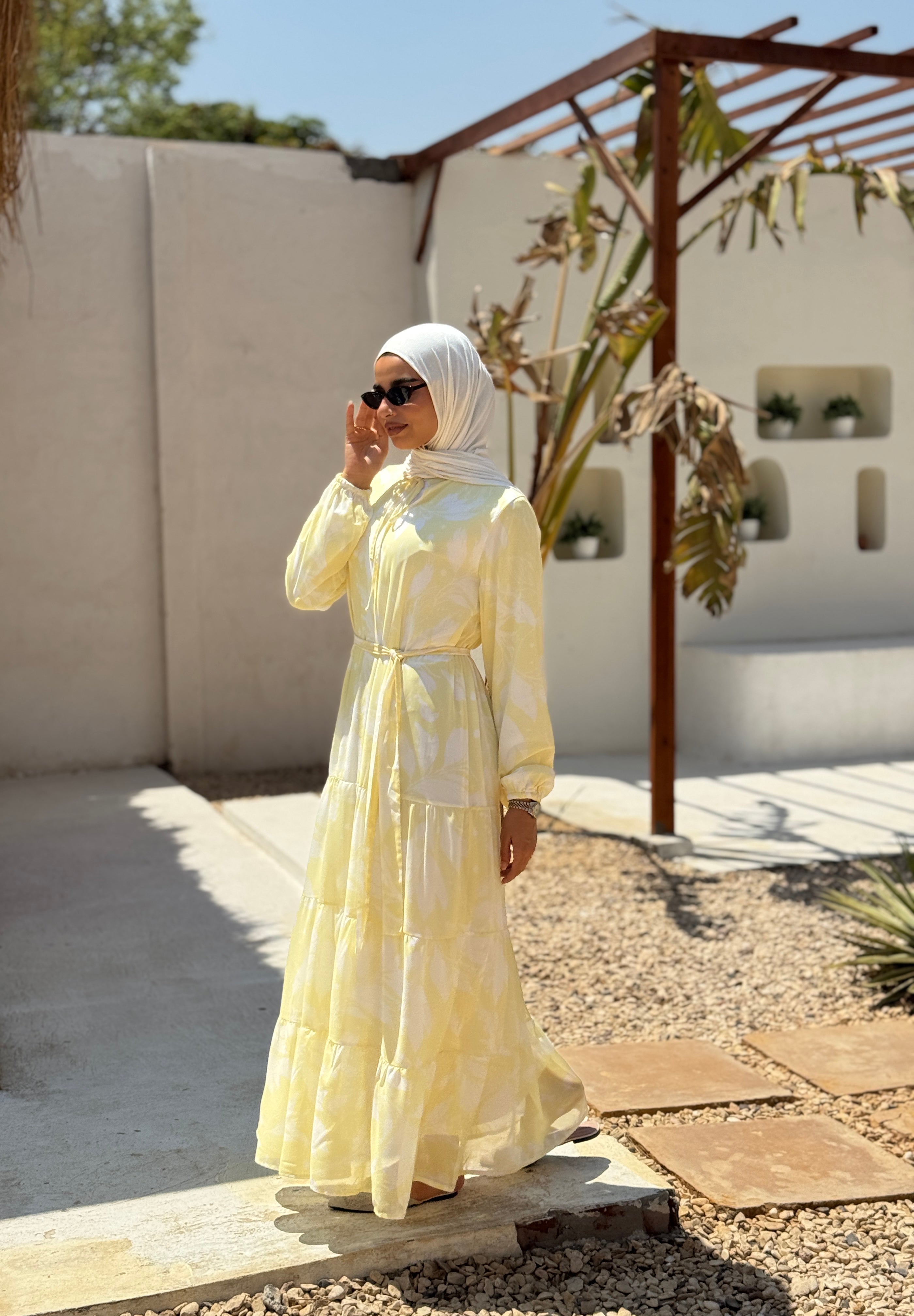 Chiffon Tiered Dress - yellow