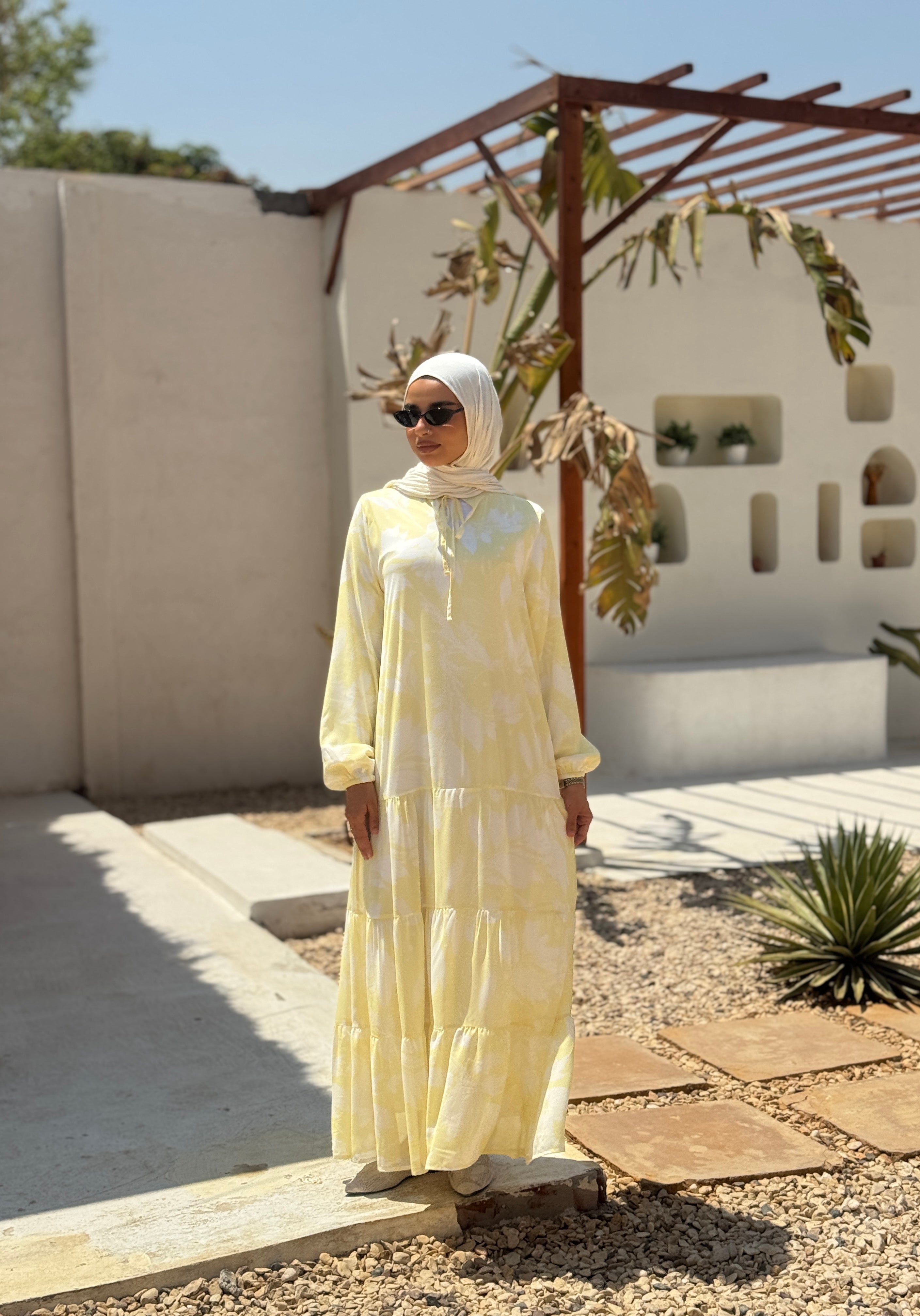Chiffon Tiered Dress - yellow