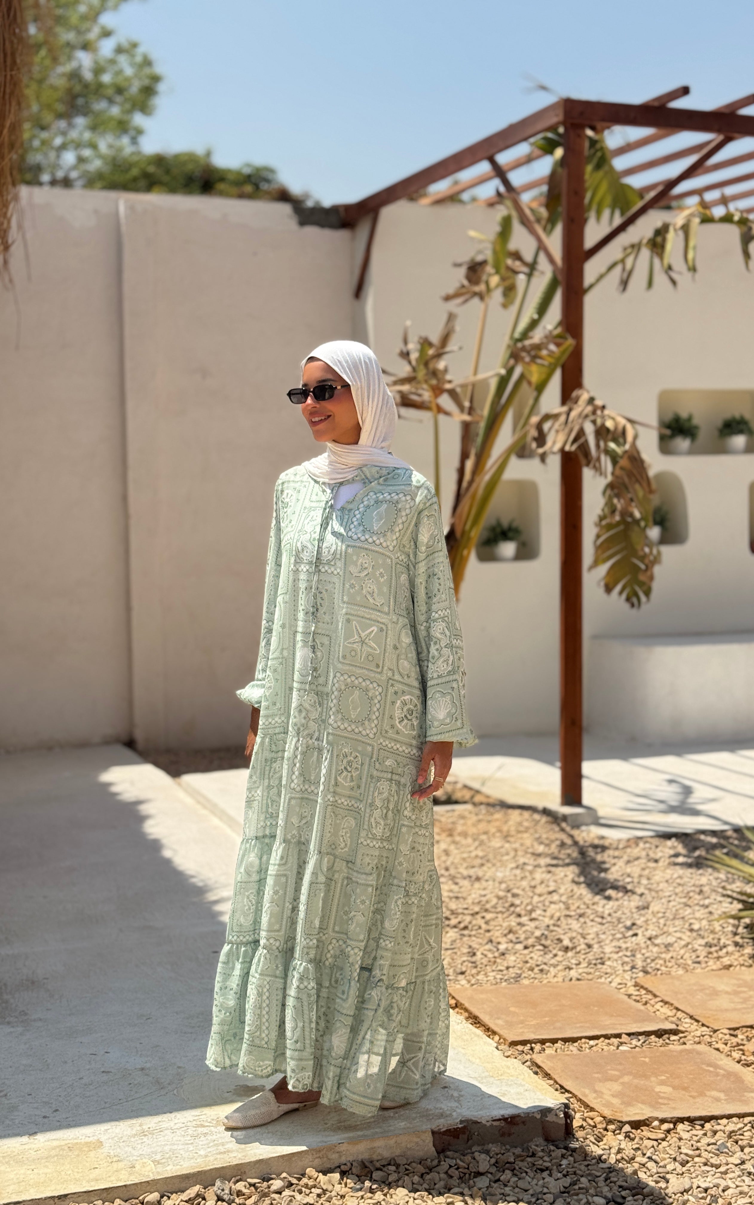 Chiffon Tiered Dress - mint