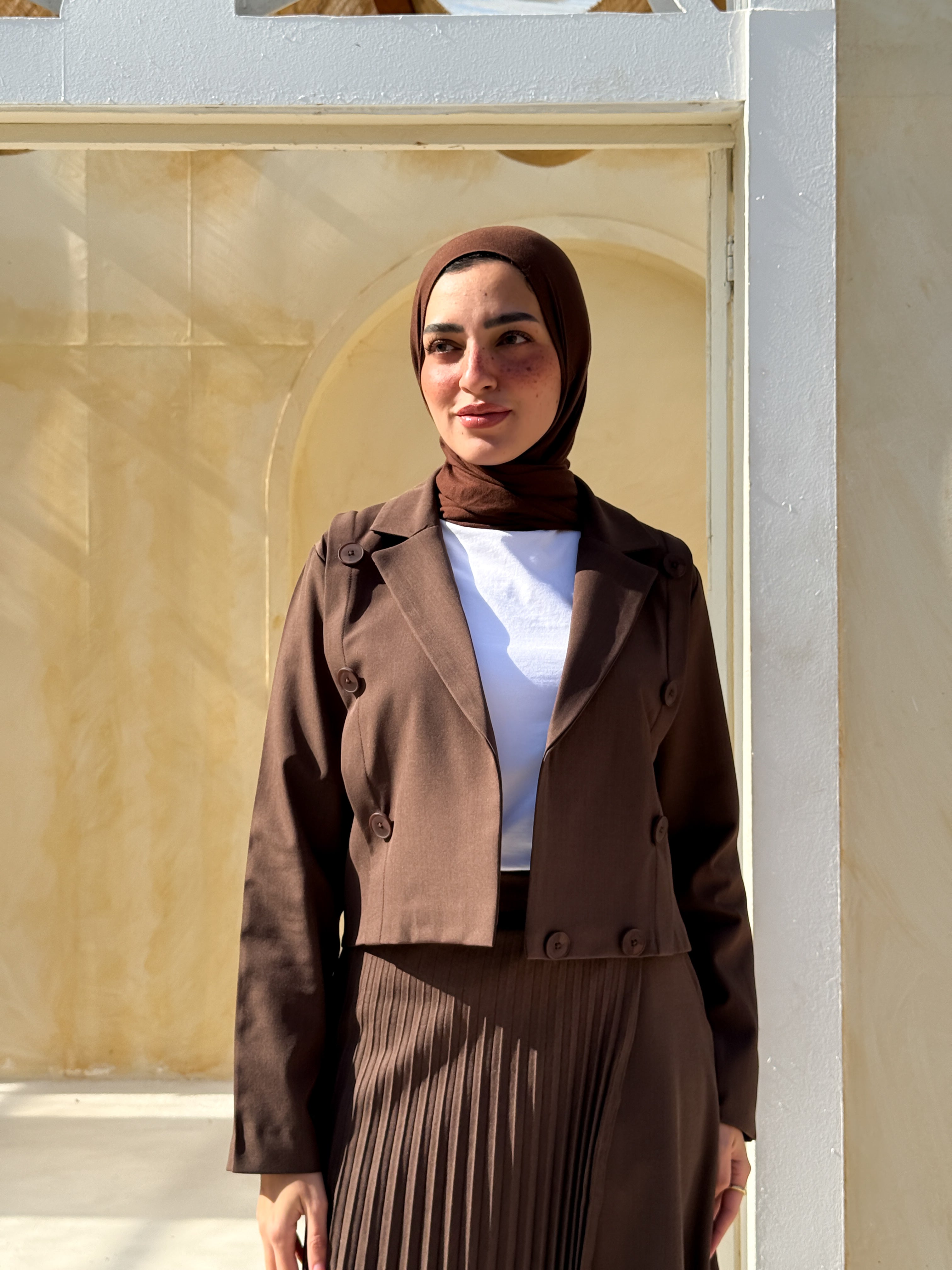 Formal Short Blazer - Brown