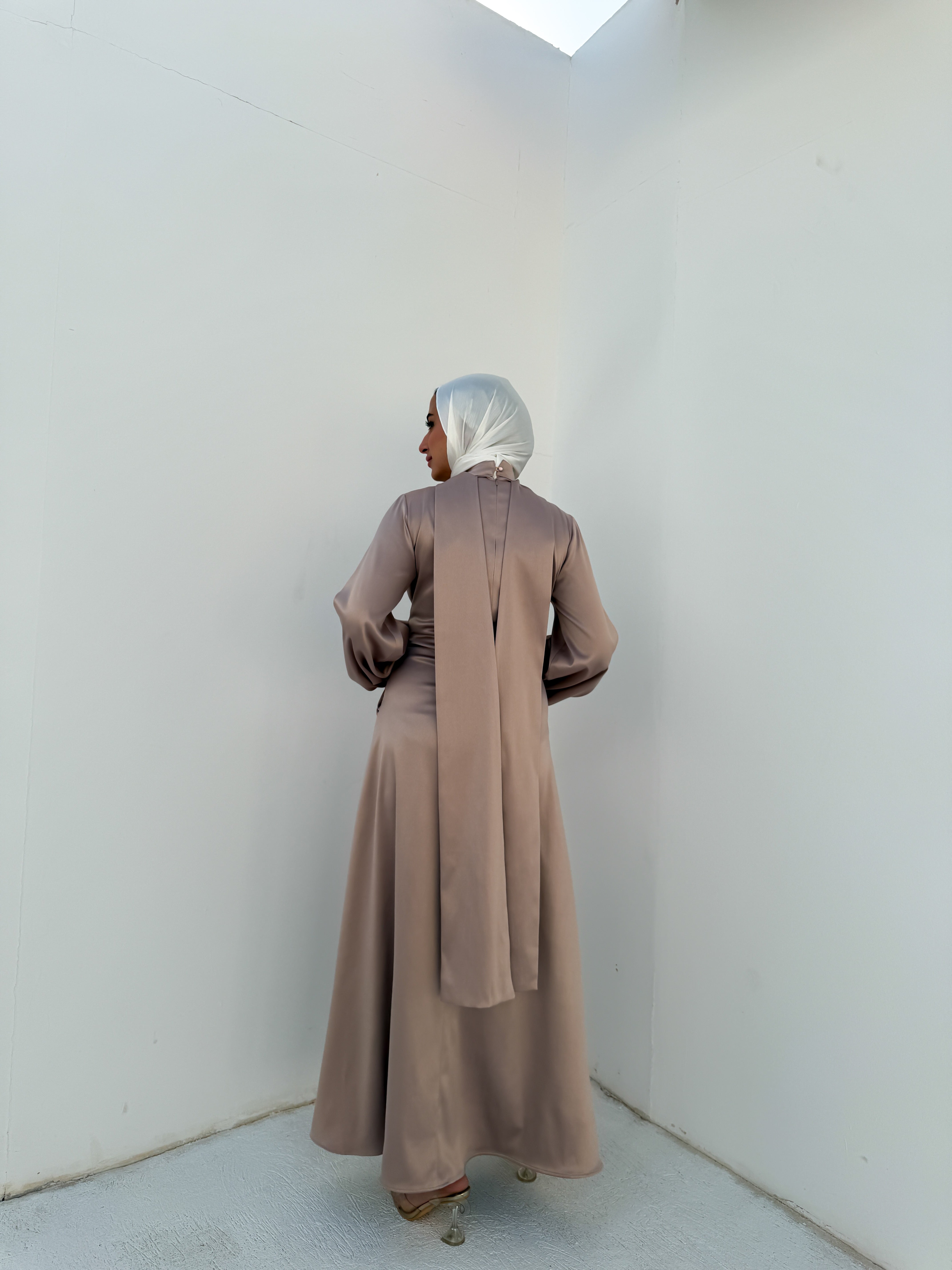 Draped Knot Dress - Beige