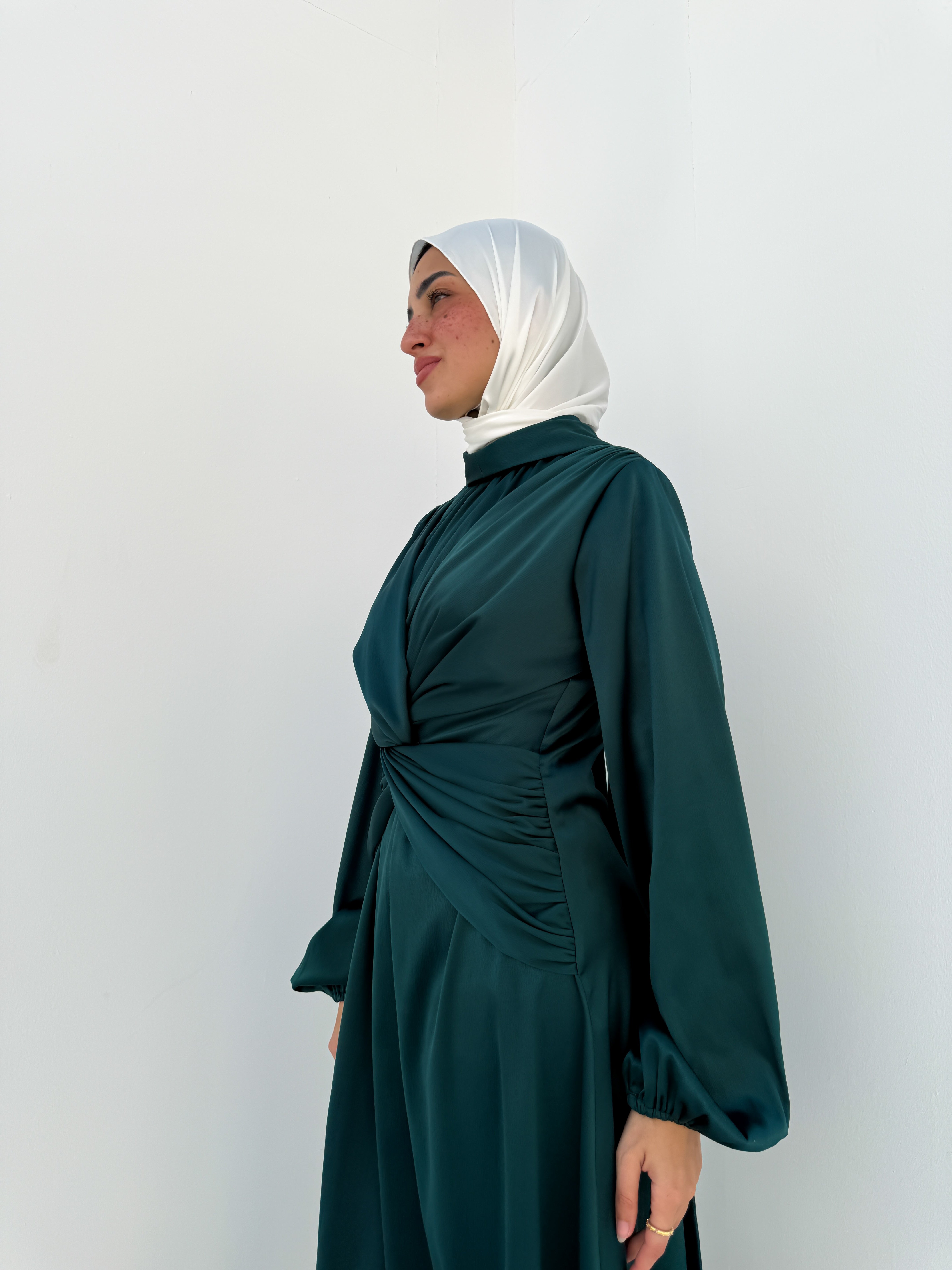 Draped Knot Dress - Teal