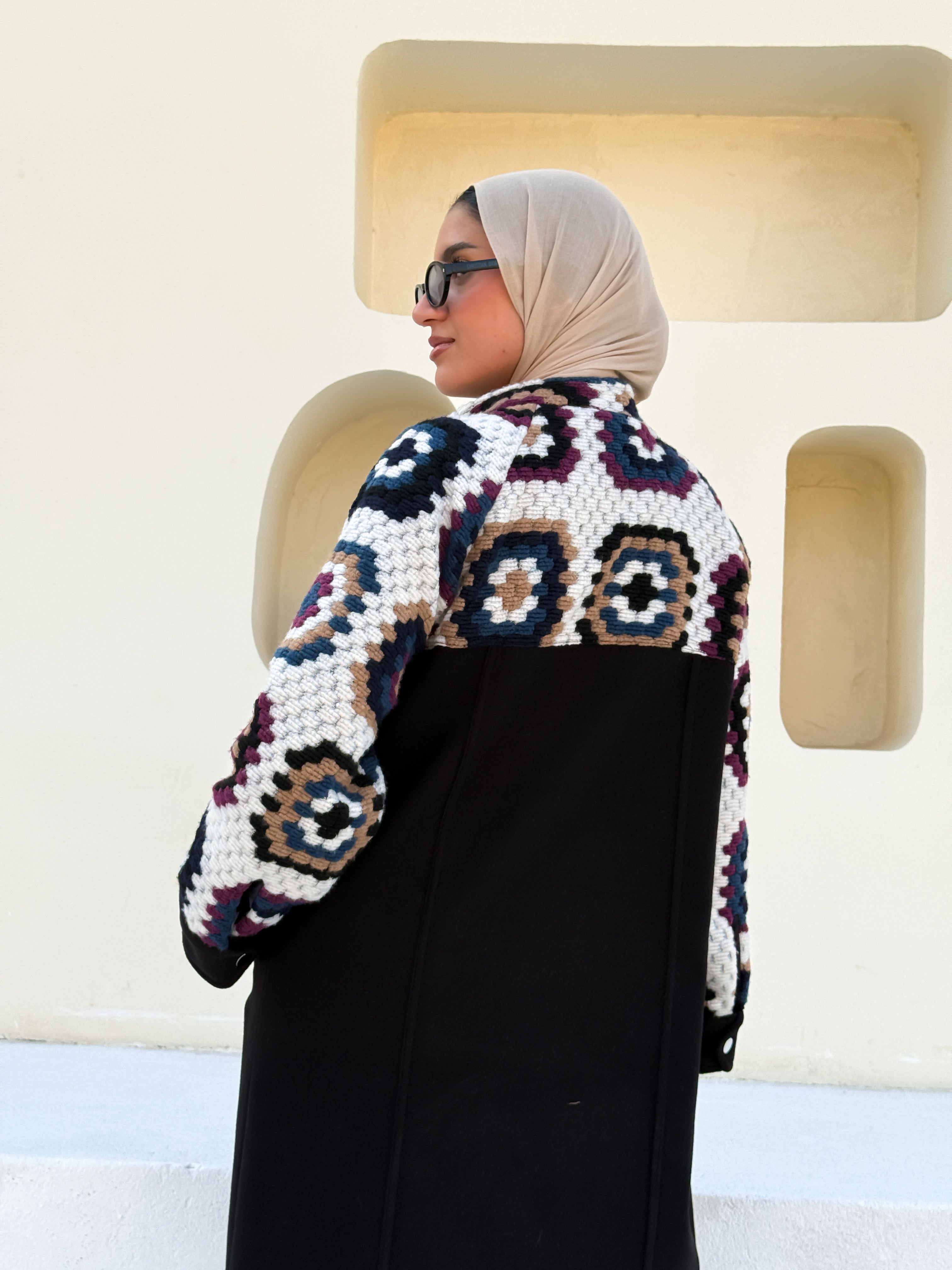 Crochet Panel Jacket - Black
