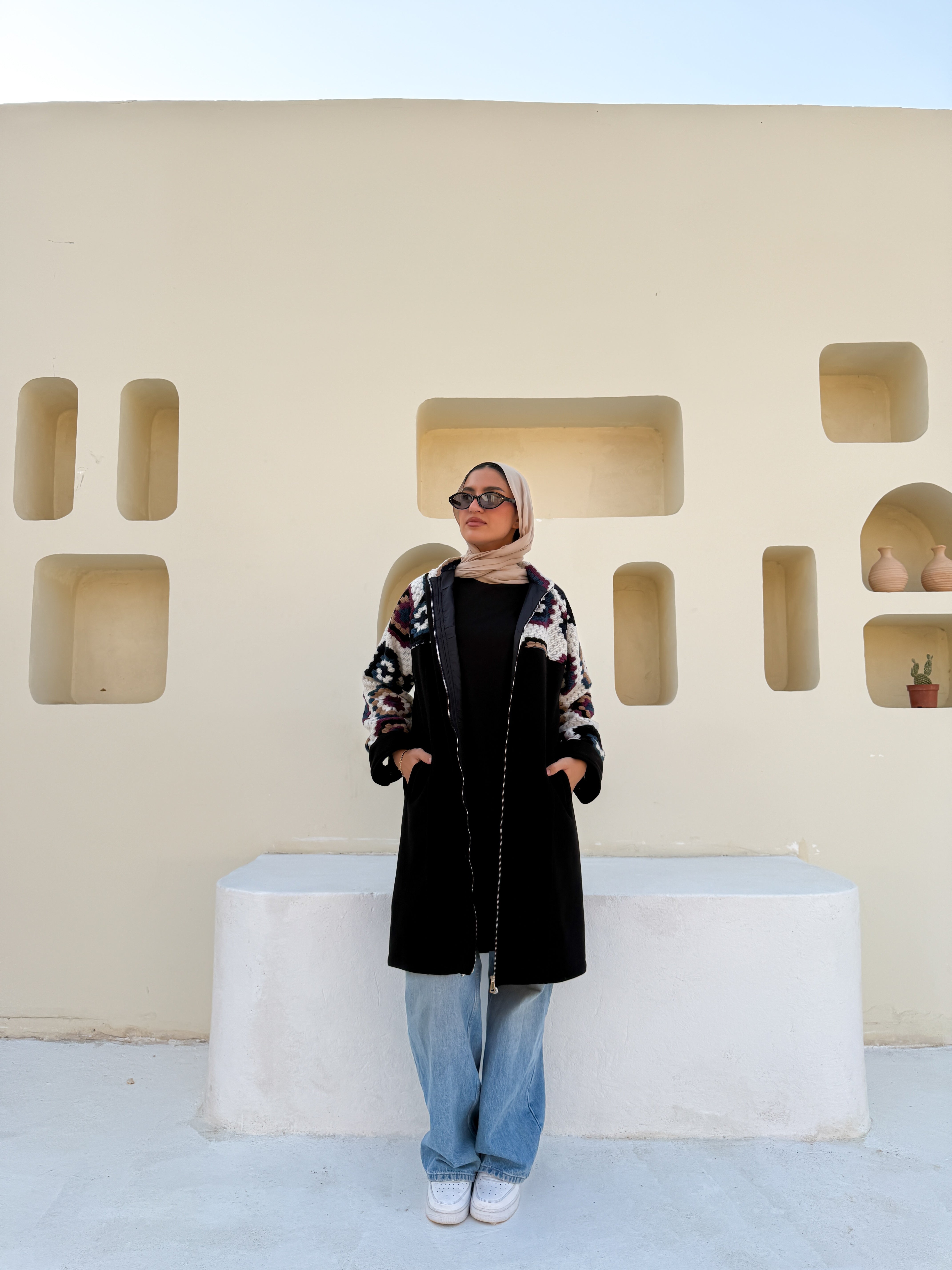 Crochet Panel Jacket - Black