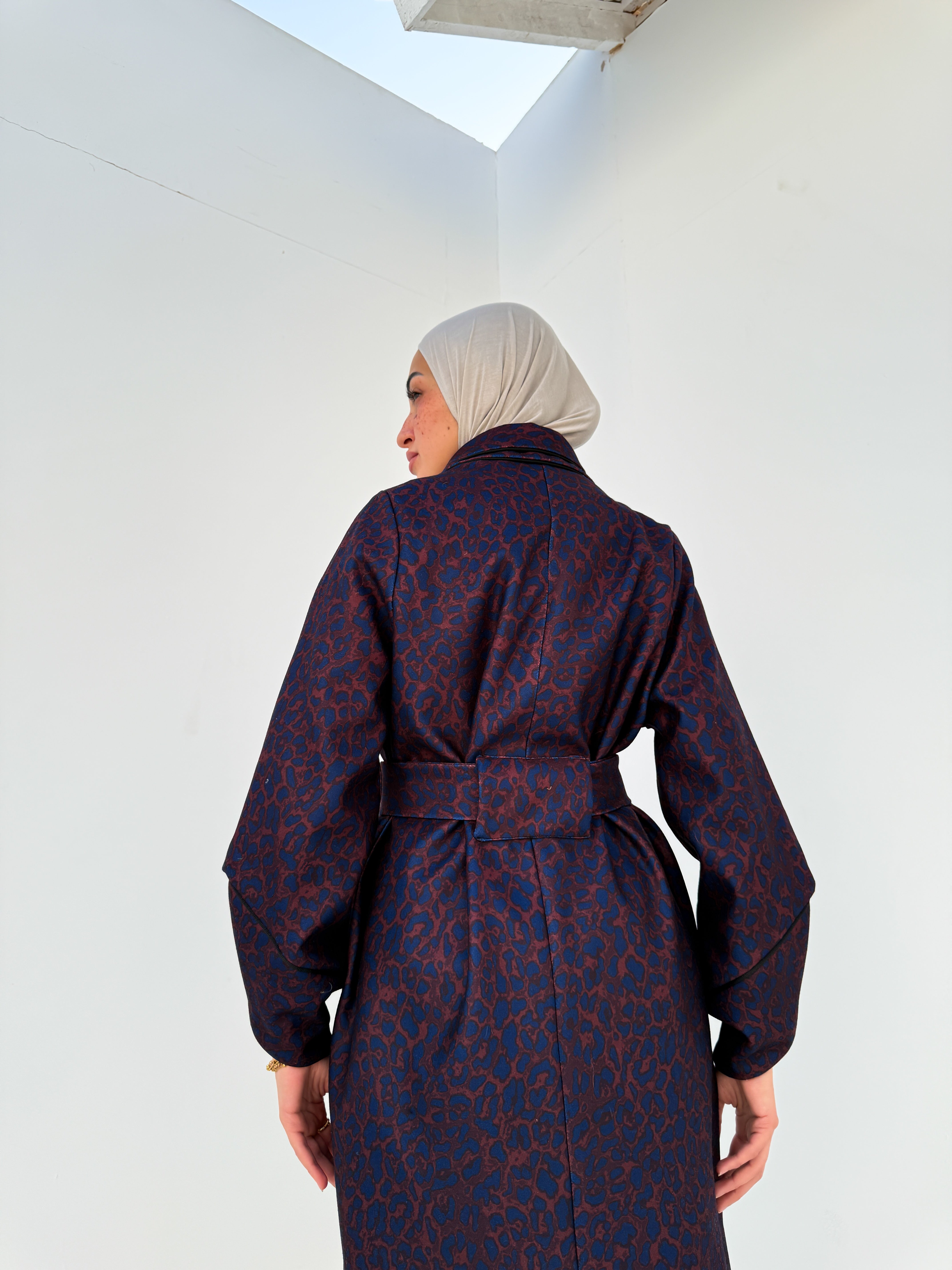 Printed Felt Coat - Blue