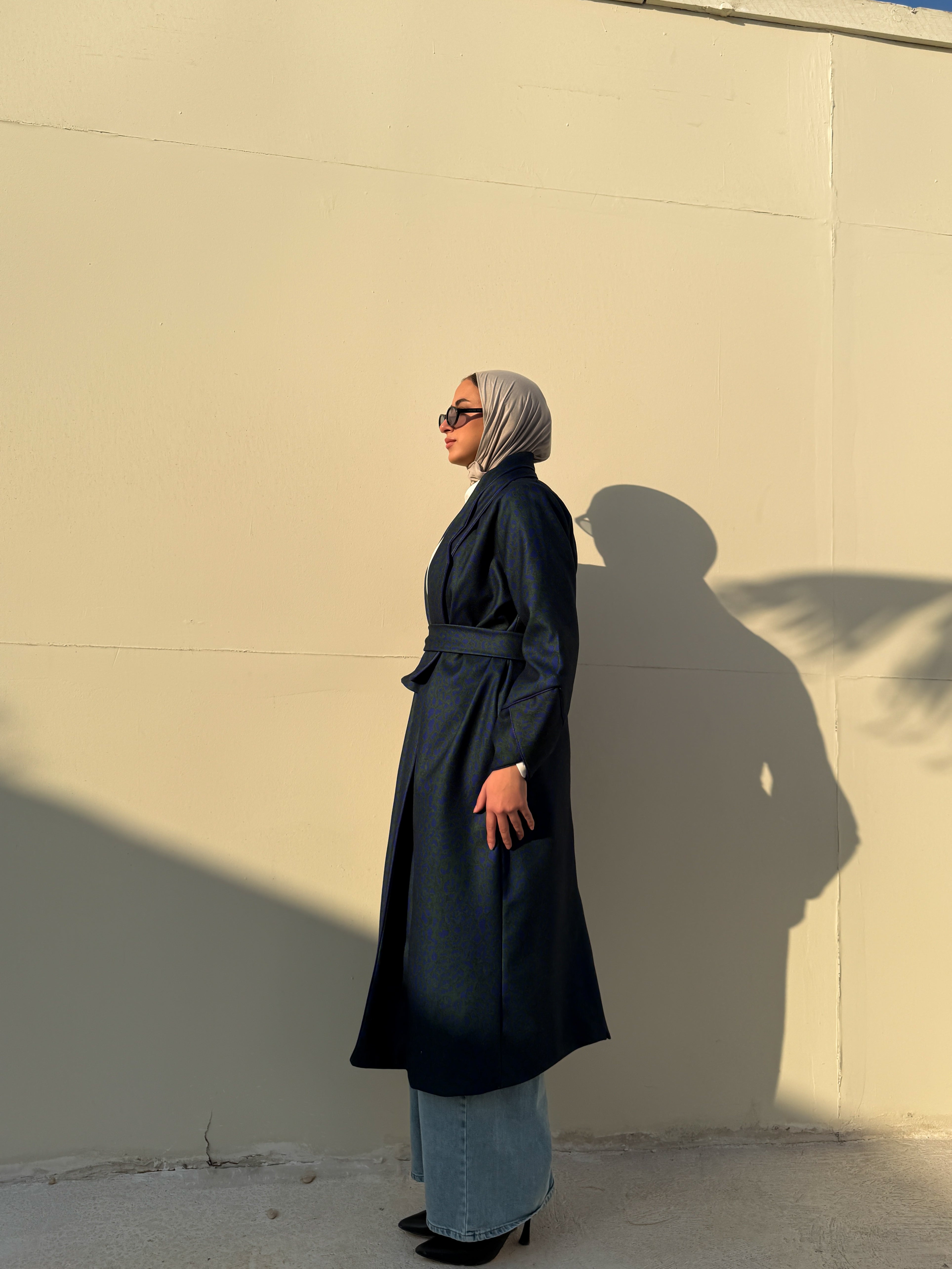 Printed Felt Coat - Green*Blue