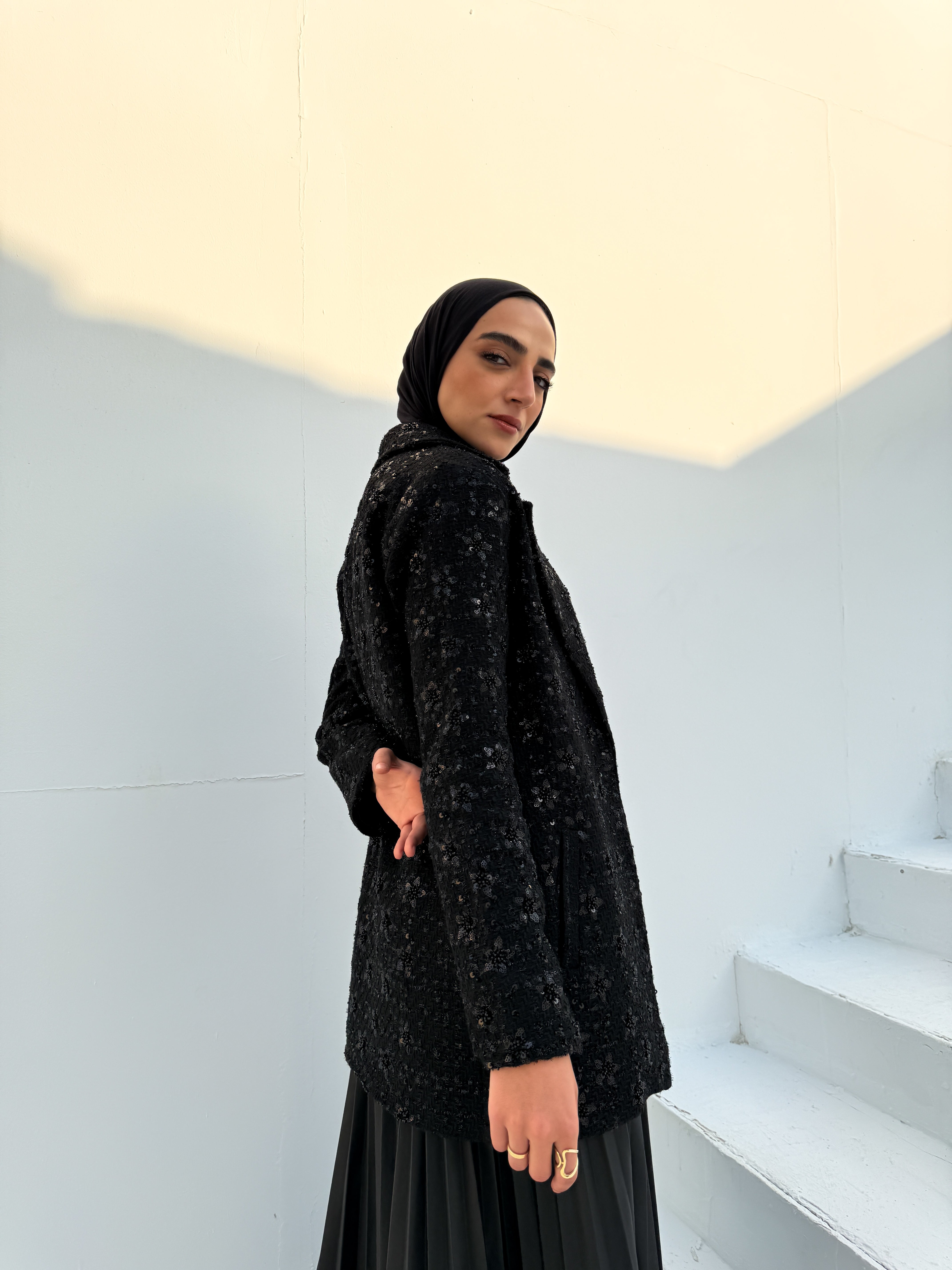 Classic Sequins Blazer - Black
