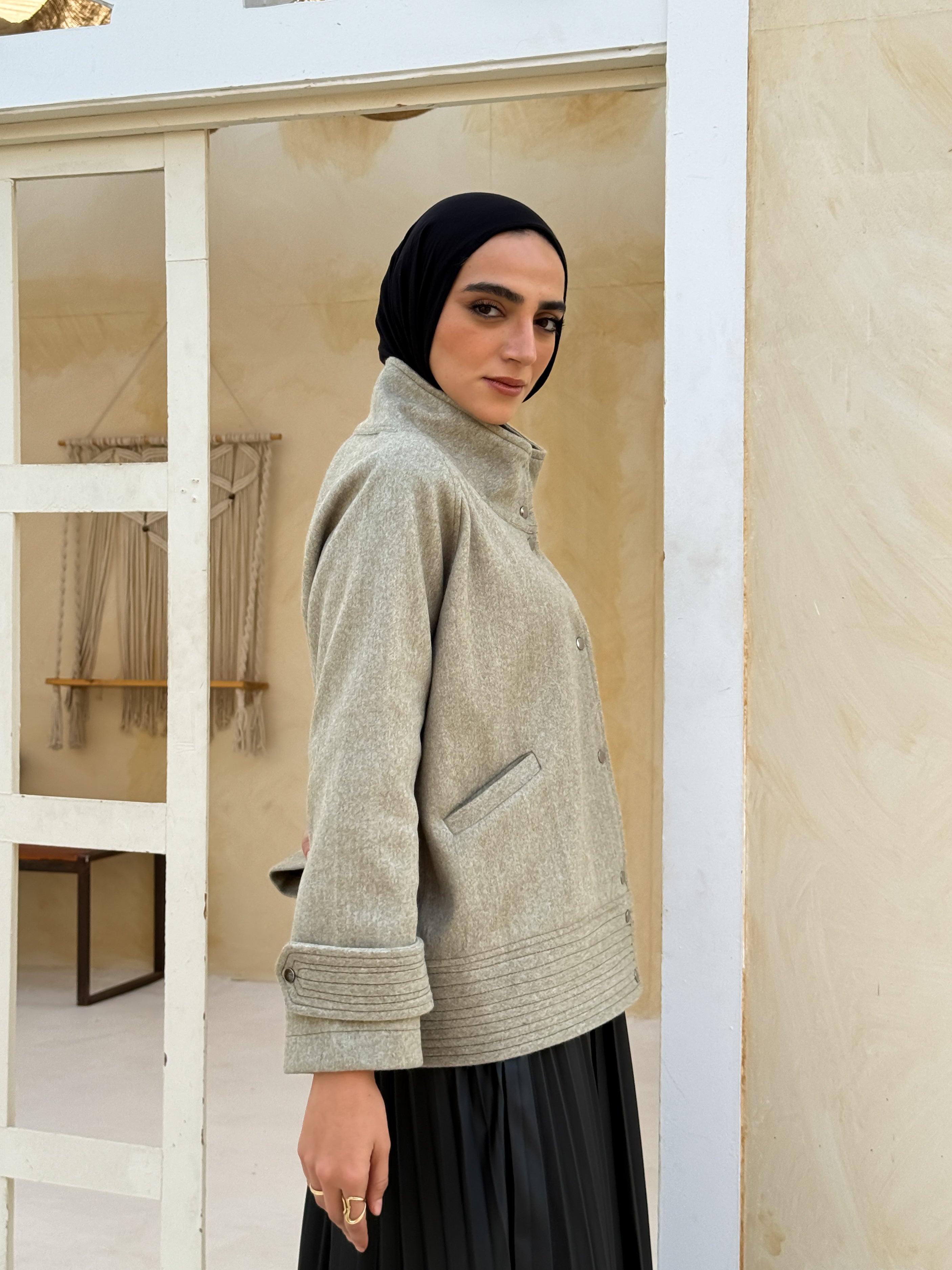 Stitched Felt Jacket - Olive