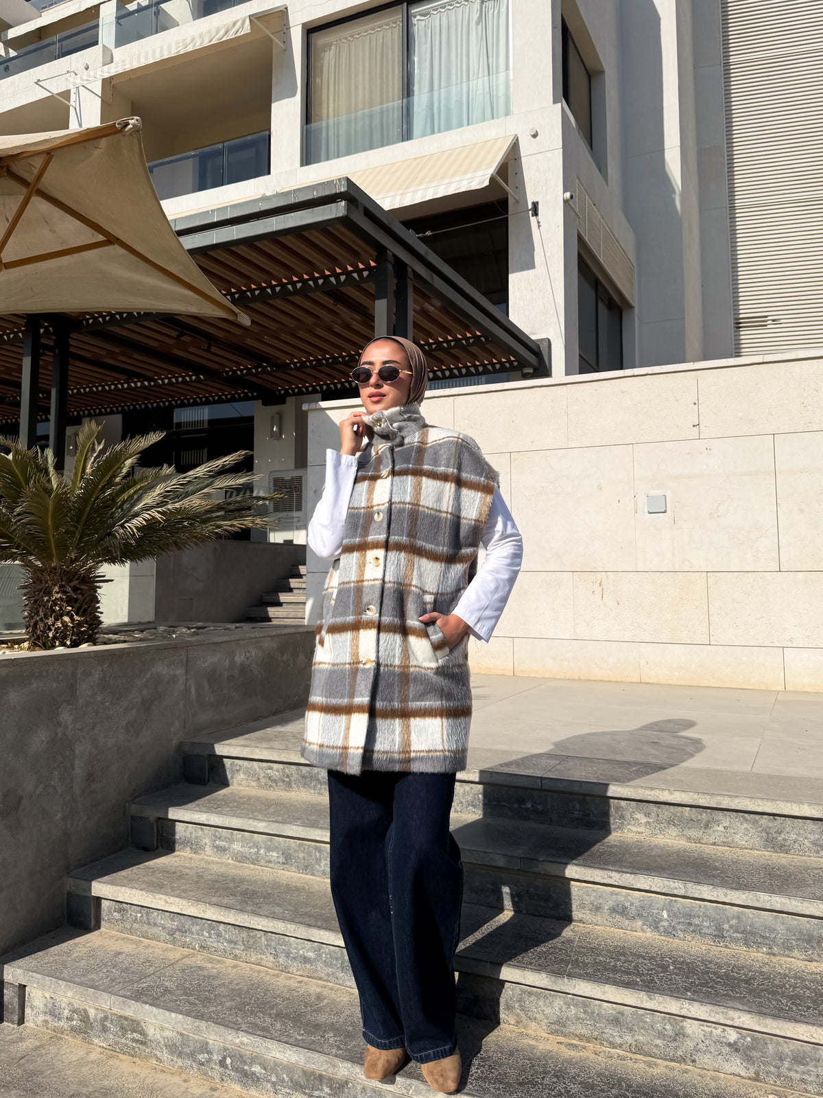 Checked Vest - Gray