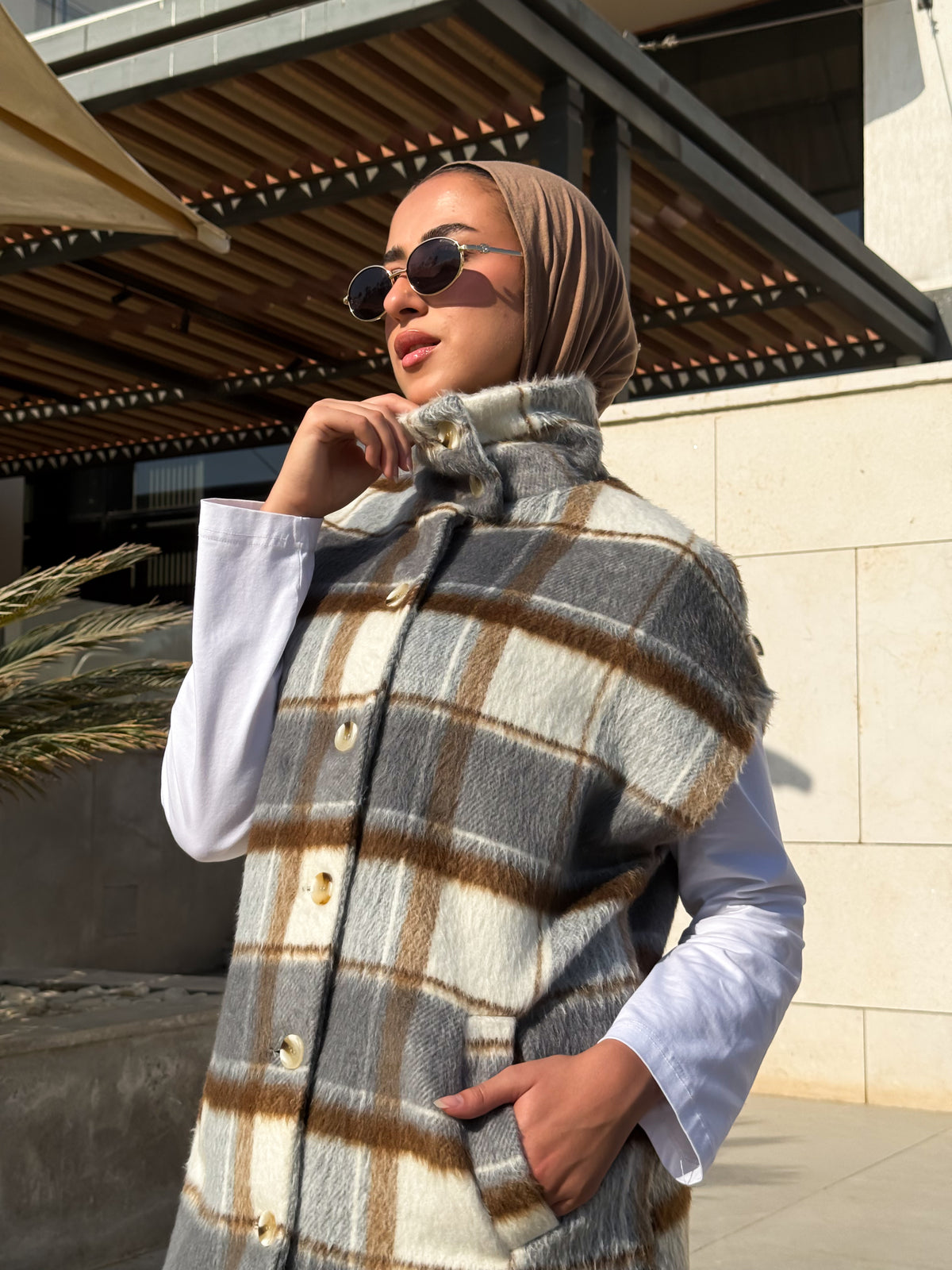 Checked Vest - Gray