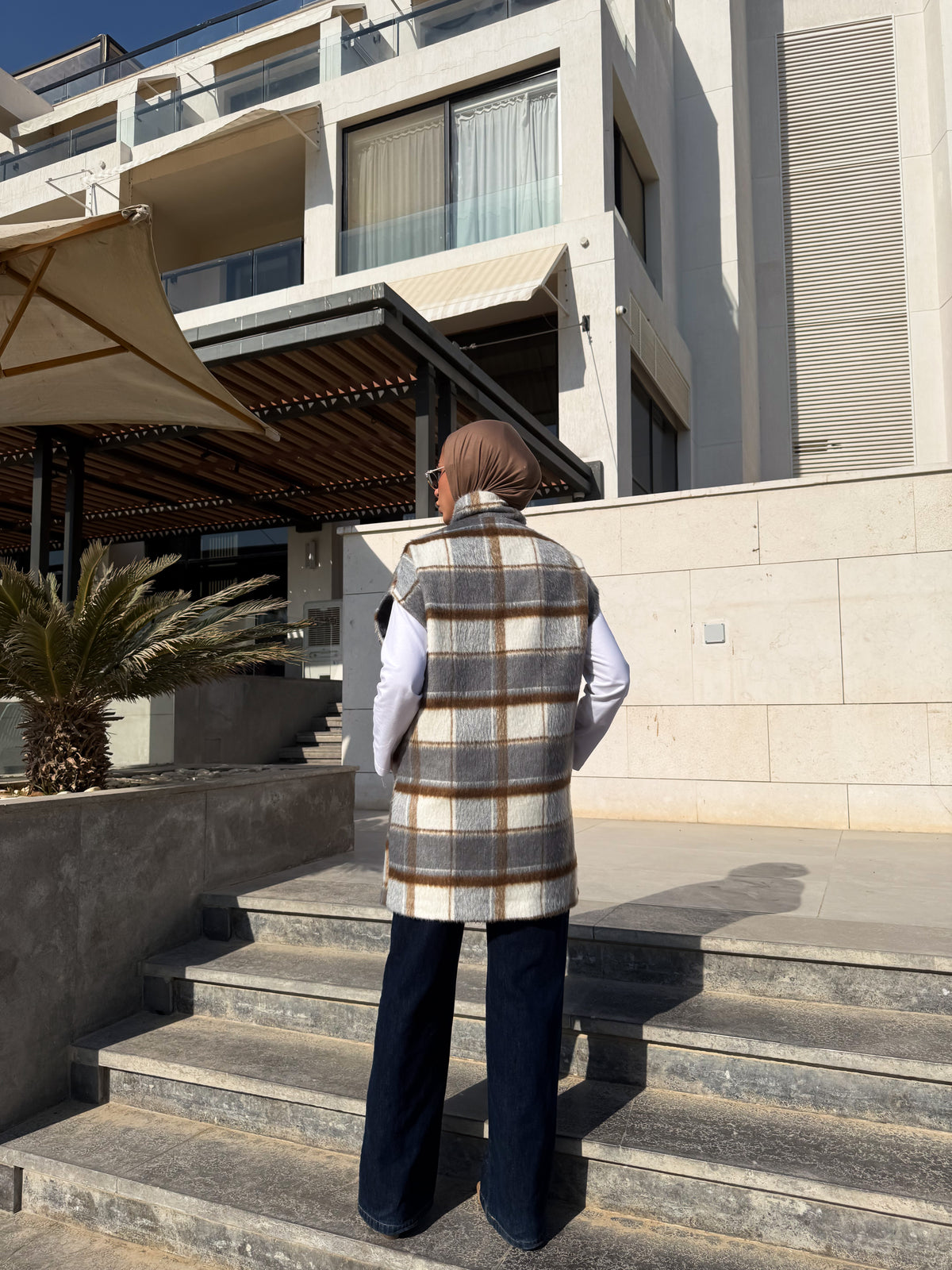 Checked Vest - Gray