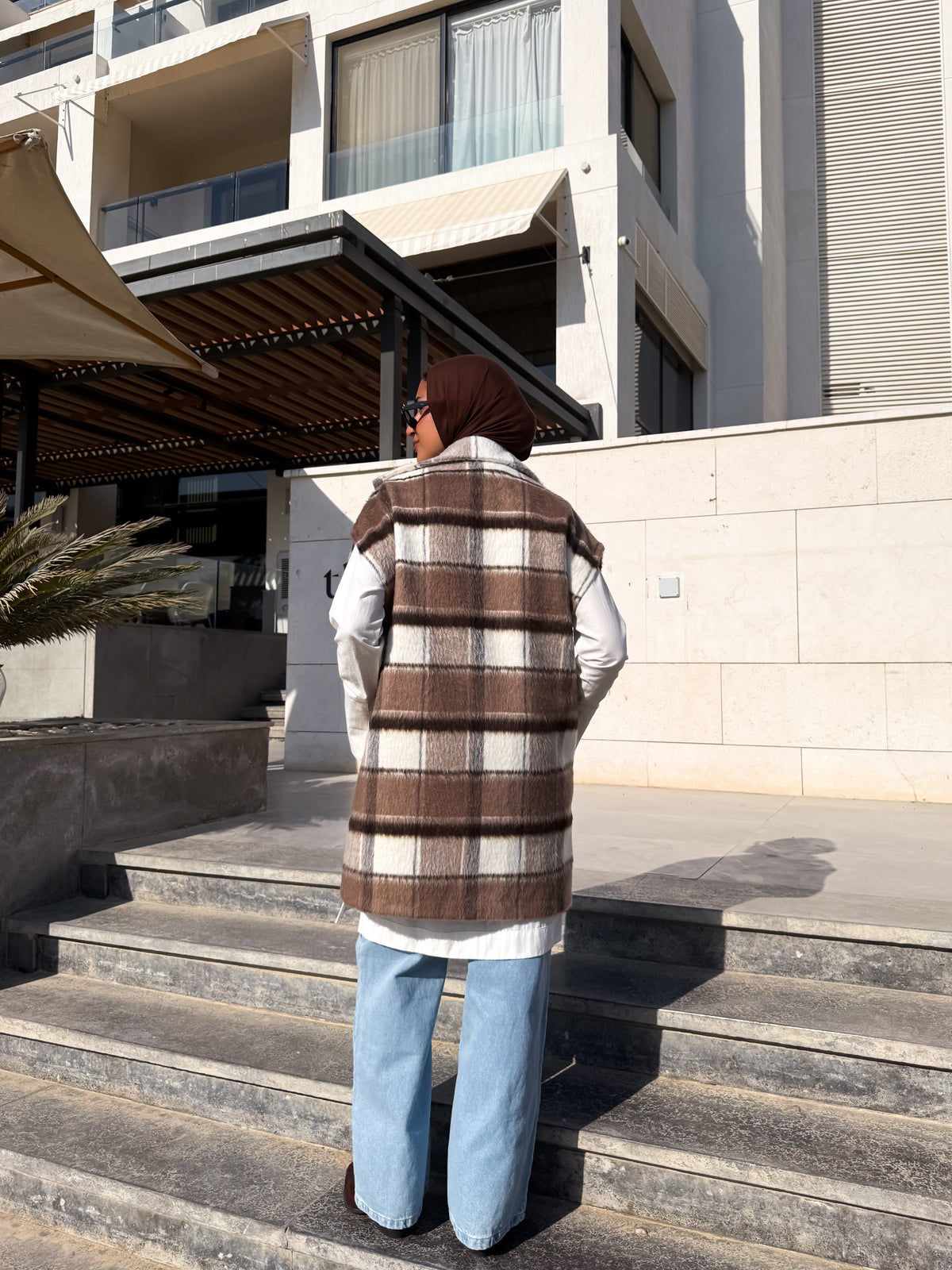 Checked Vest - Beige