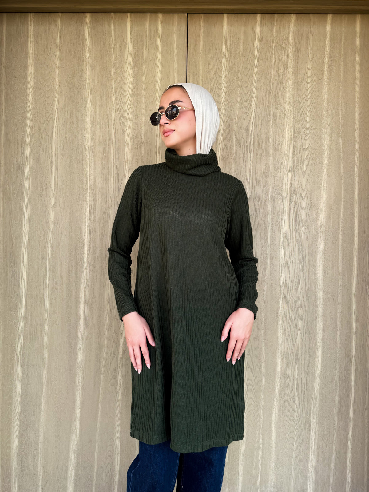 Basic Ribbed Blouse - Olive