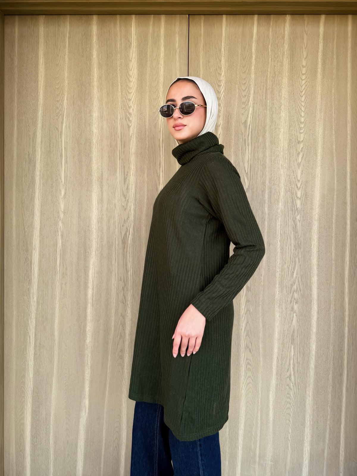 Basic Ribbed Blouse - Olive