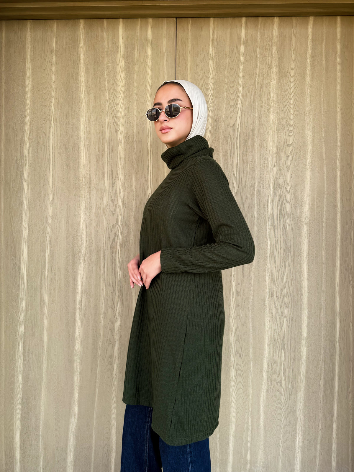 Basic Ribbed Blouse - Olive