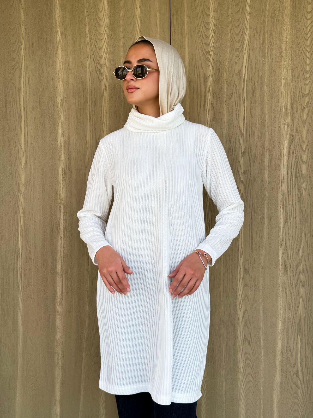 Basic Ribbed Blouse-White