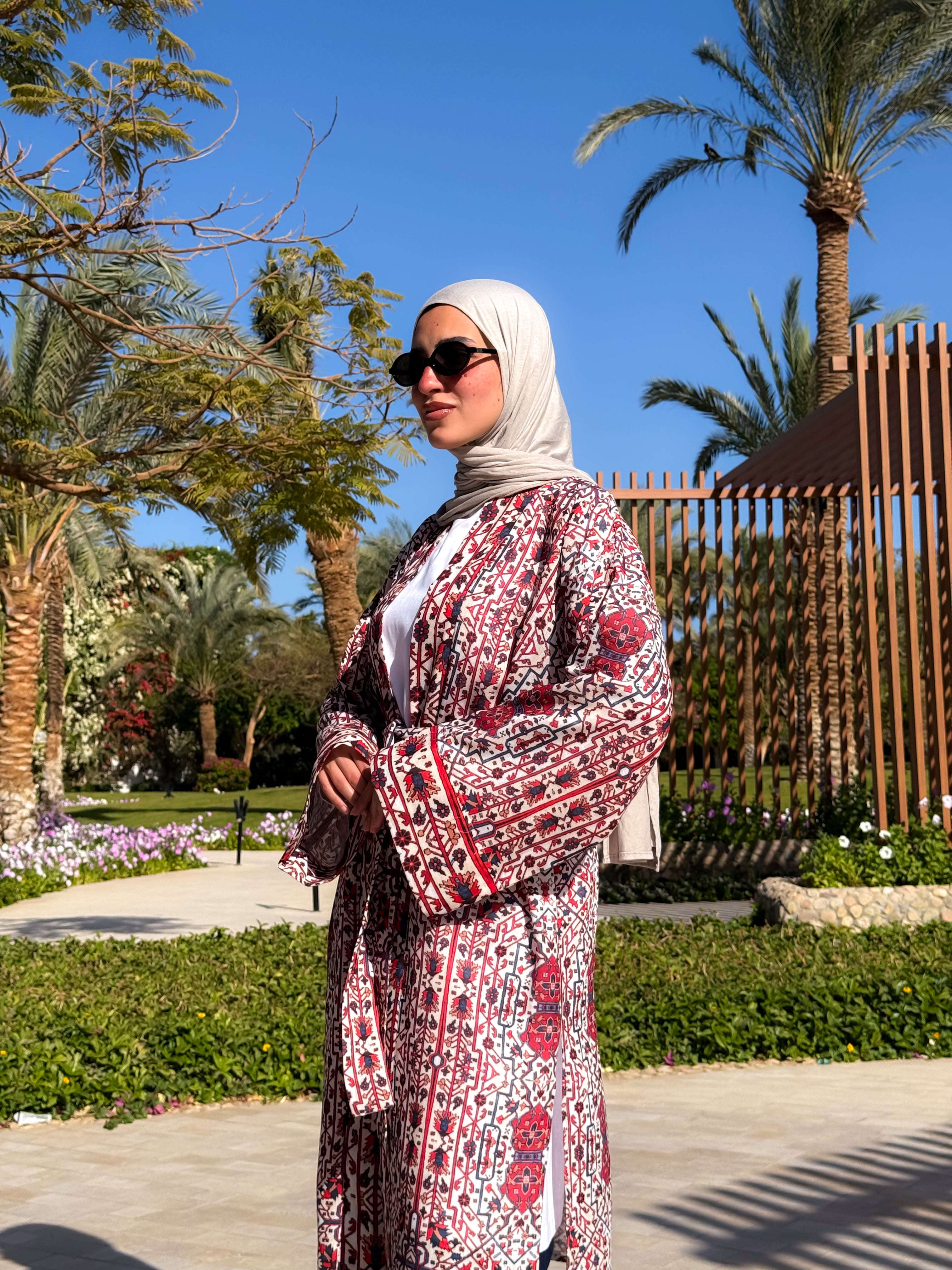 Patterned Cardigan-Red