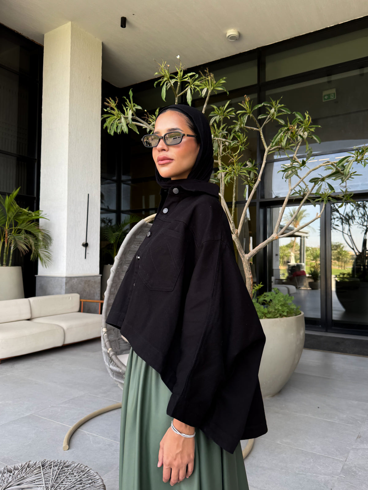 Batwing Gabardine Jacket - Black
