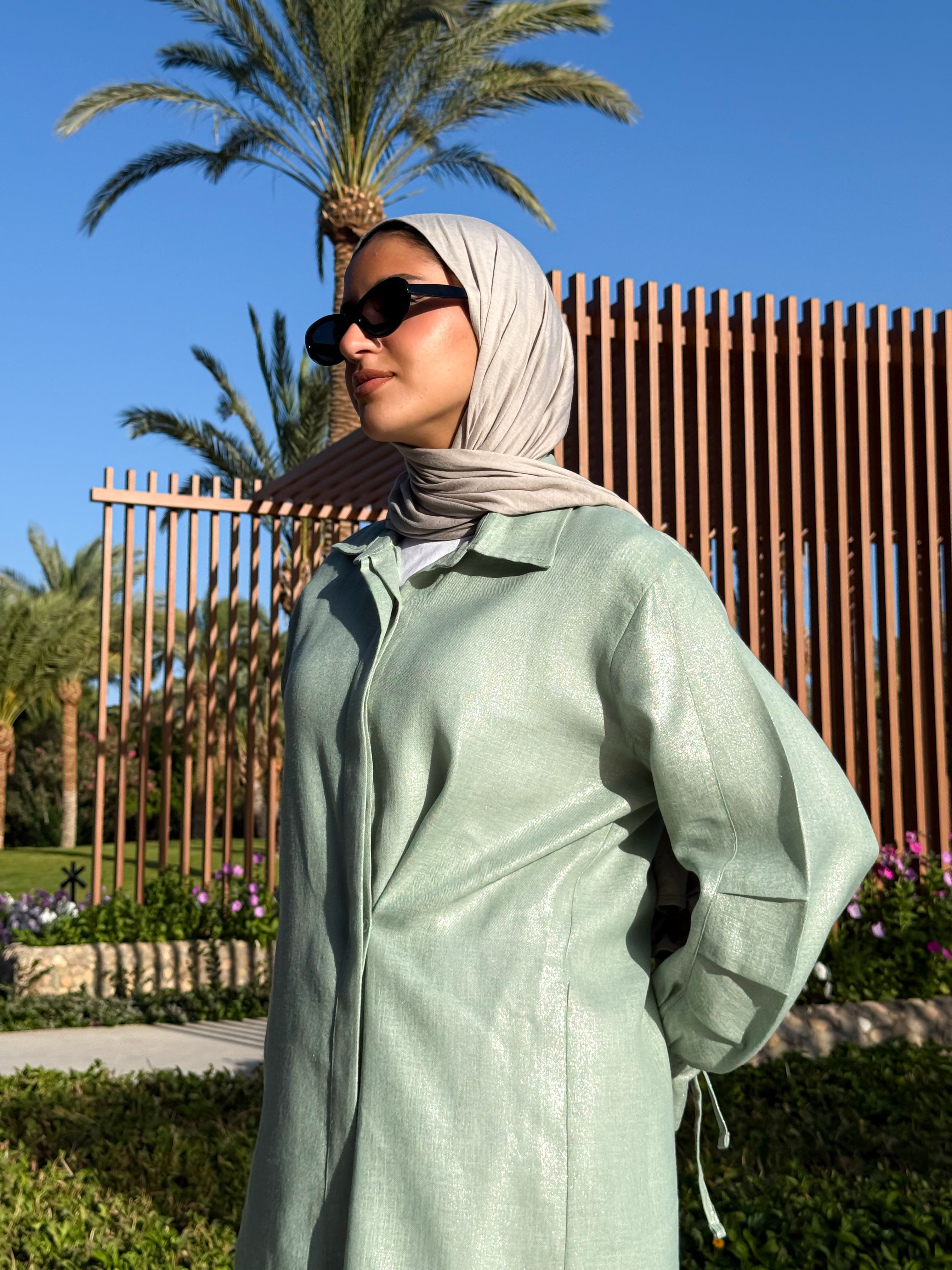 Pleated Sleeves Shirt-Mint