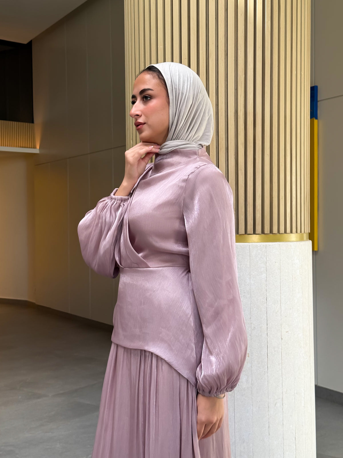 Draped Organza Dress - Cashmere