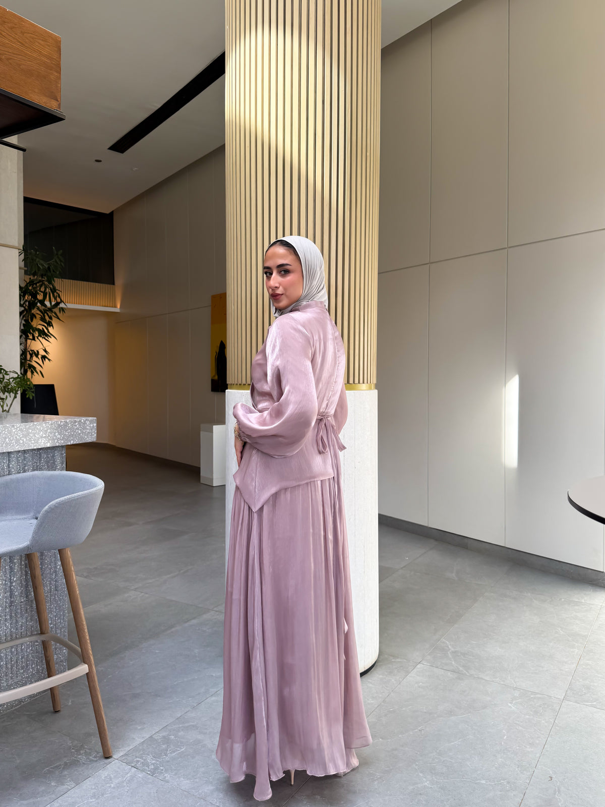 Draped Organza Dress - Cashmere