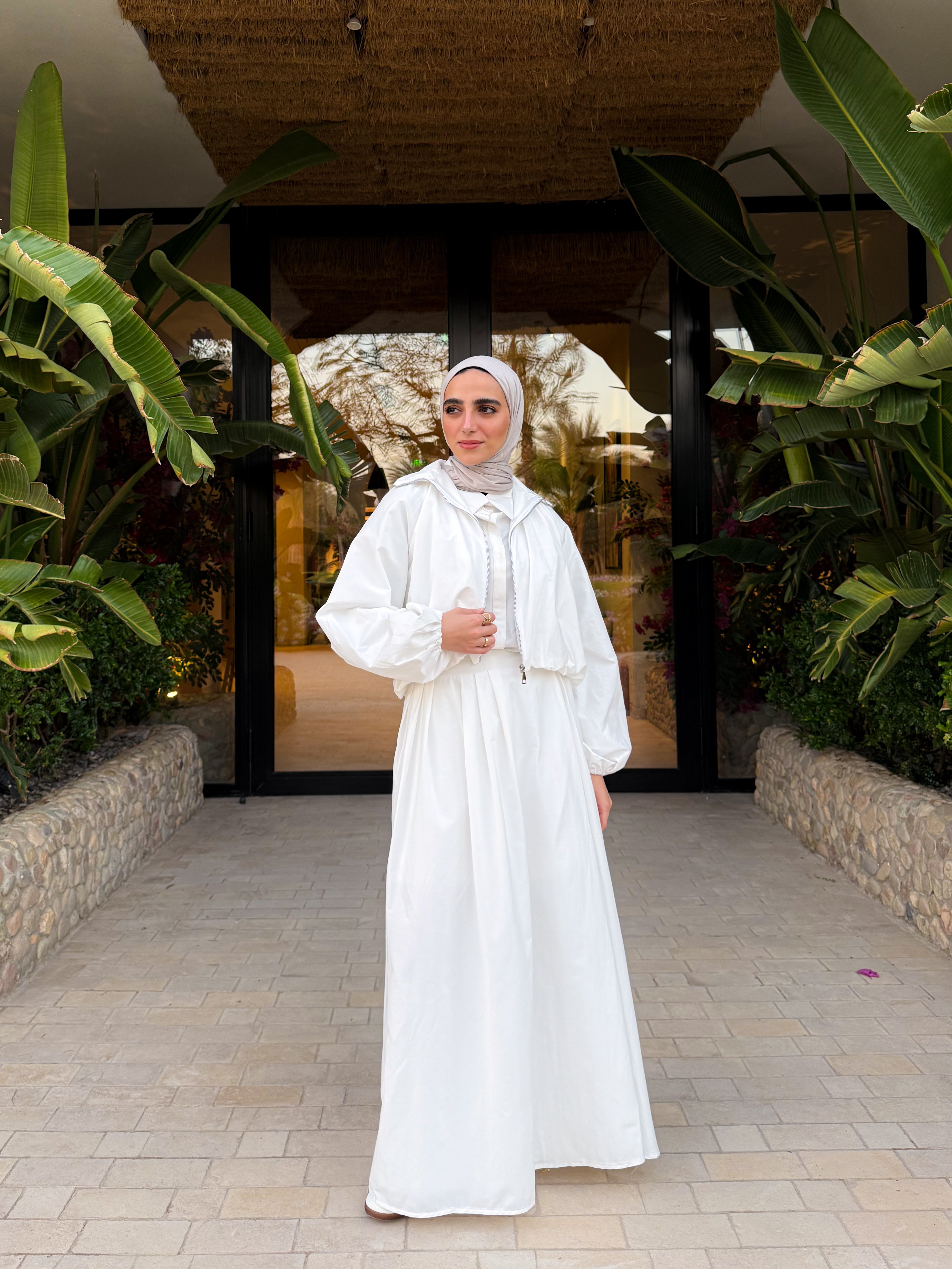 Casual Gabardine Skirt-White