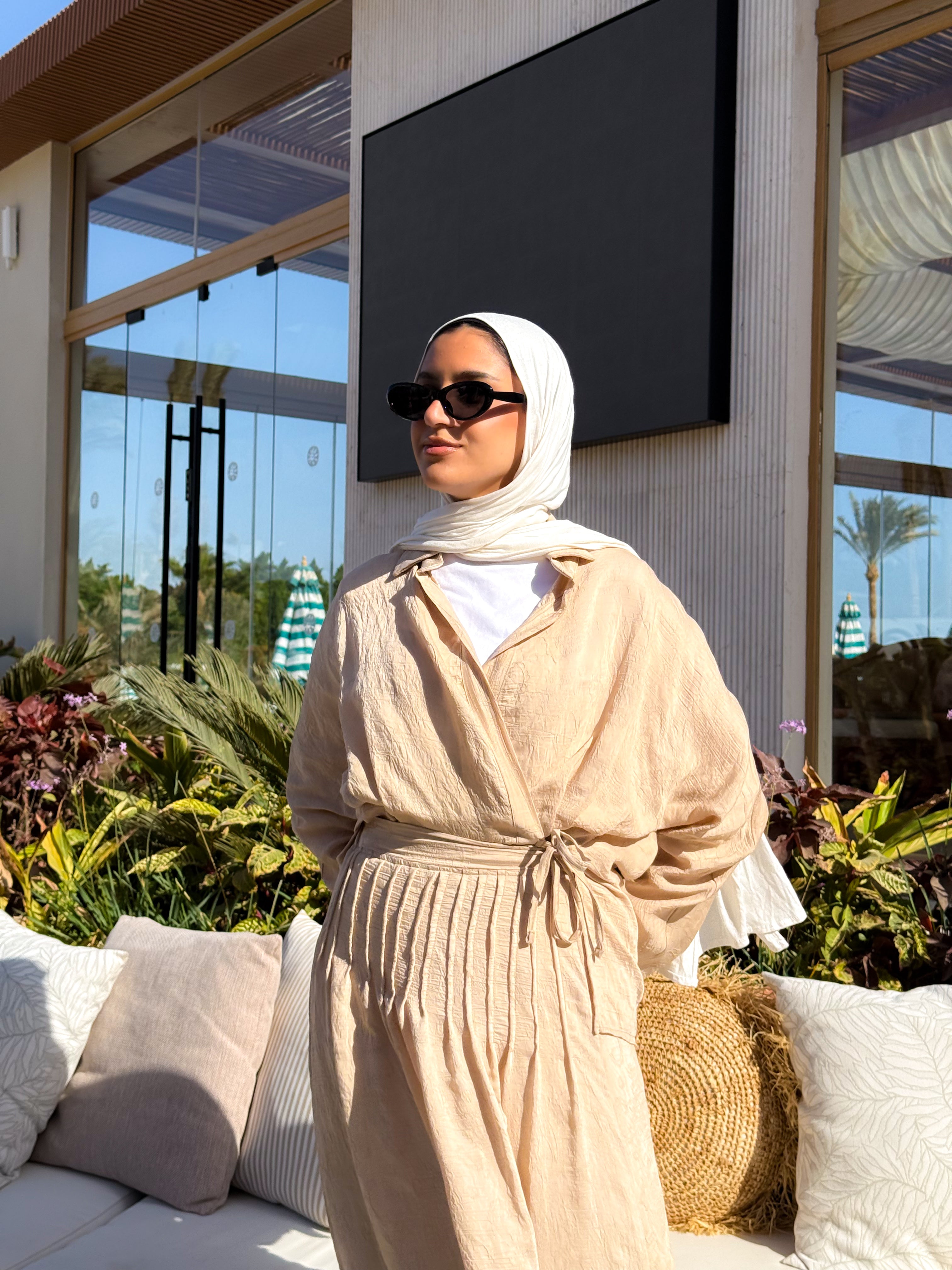 Overlap Blouse-Beige