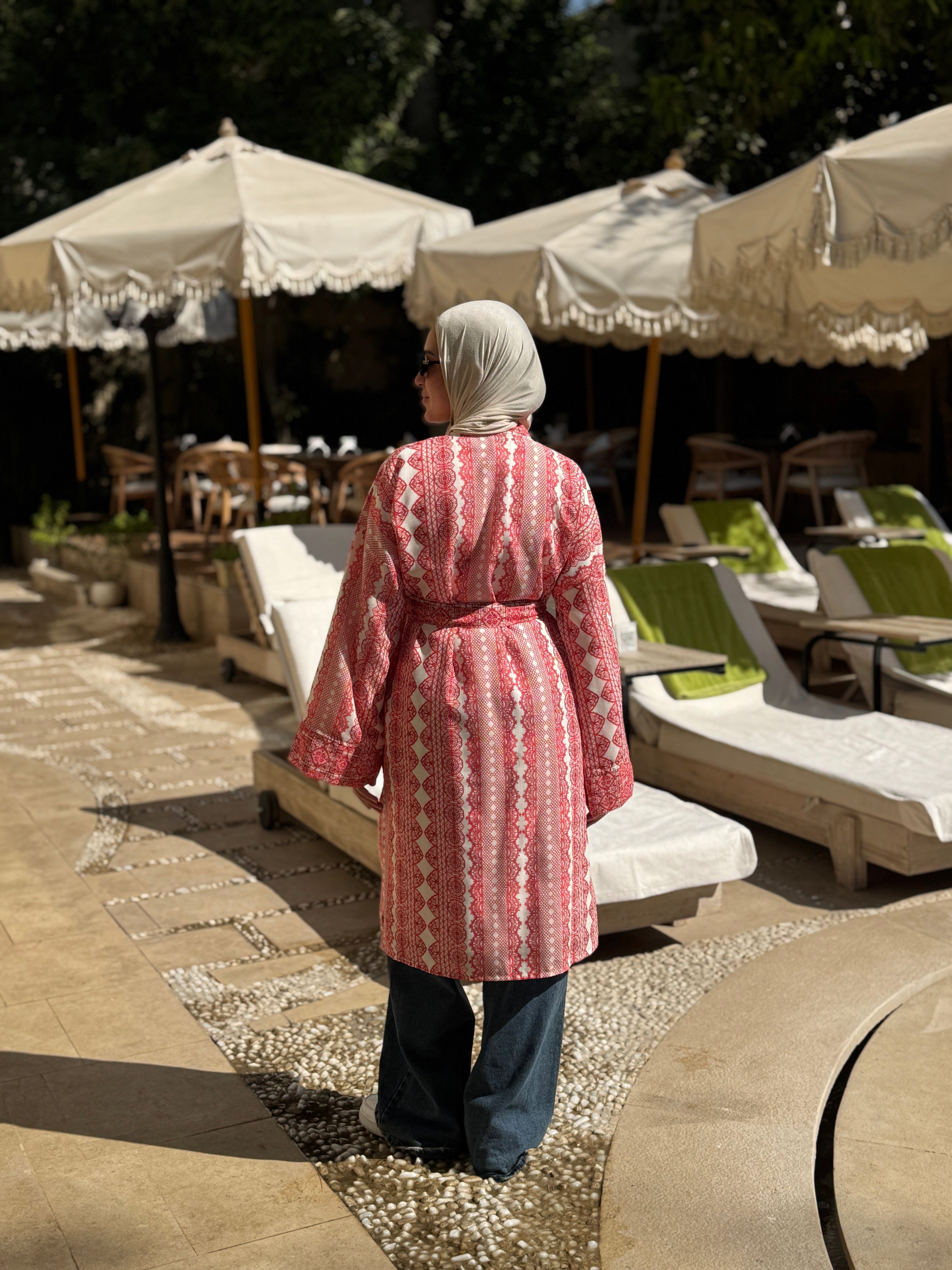 Patterned Cardigan white*red