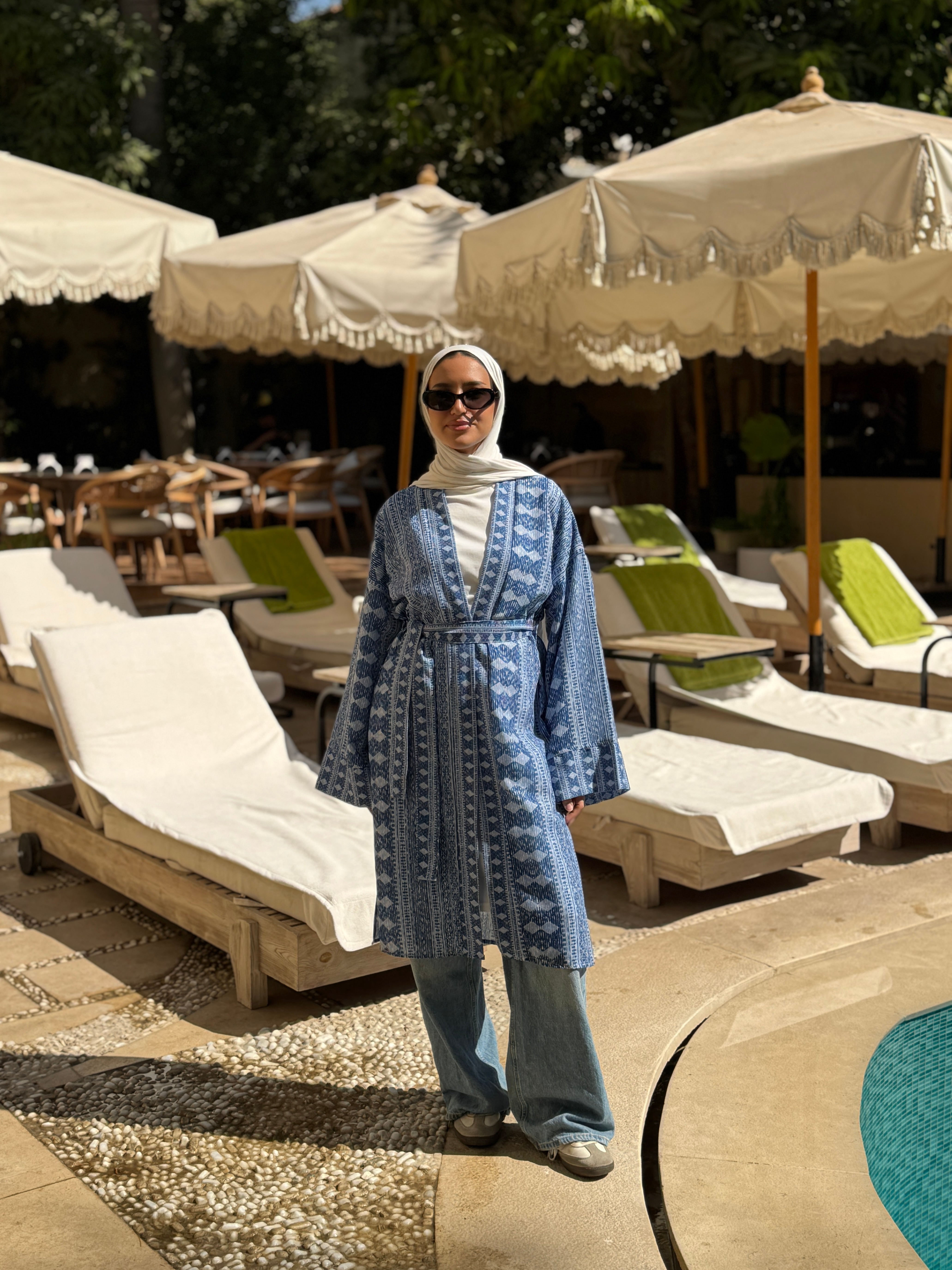 Patterned Cardigan -White*Blue